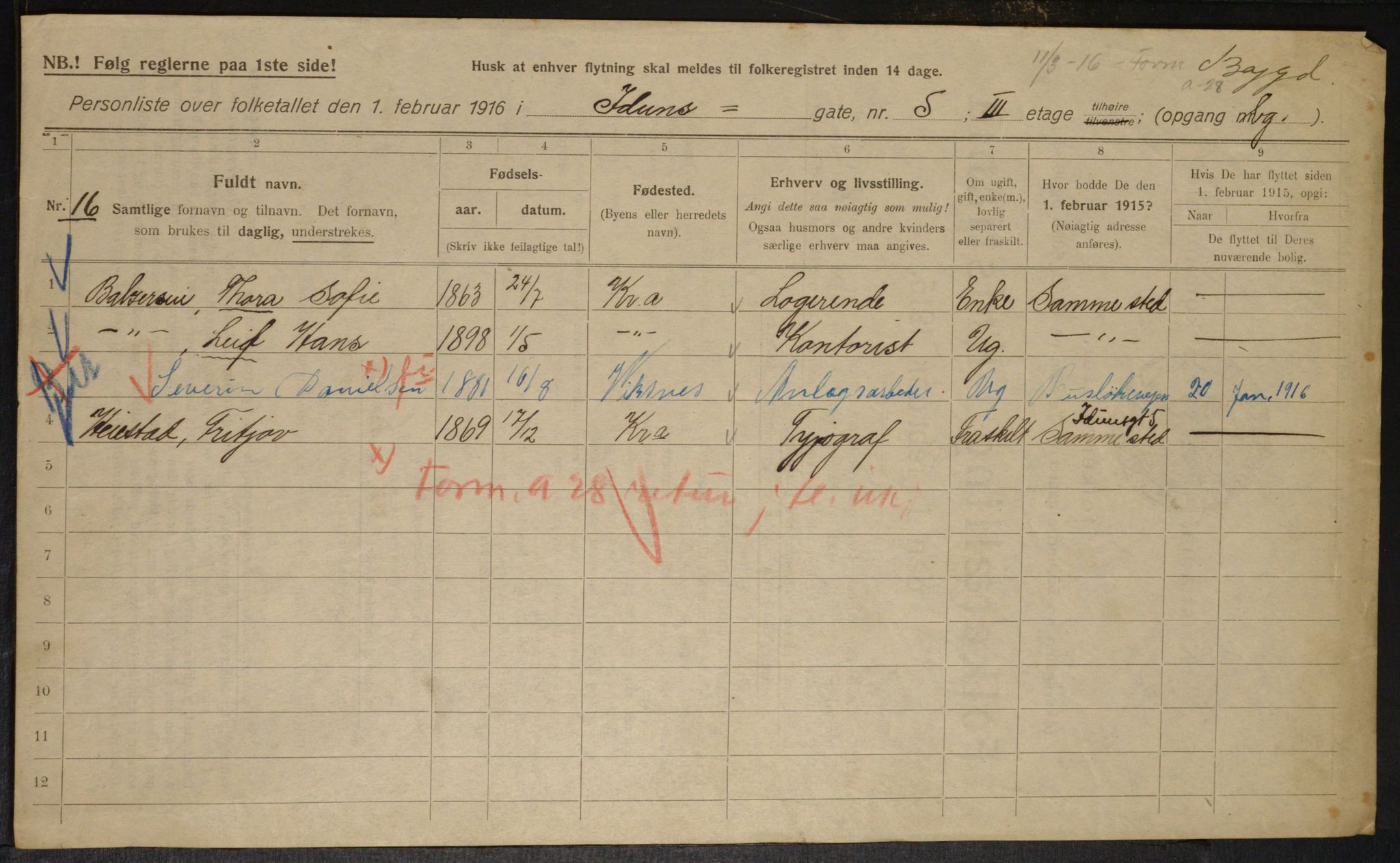 OBA, Municipal Census 1916 for Kristiania, 1916, p. 44091