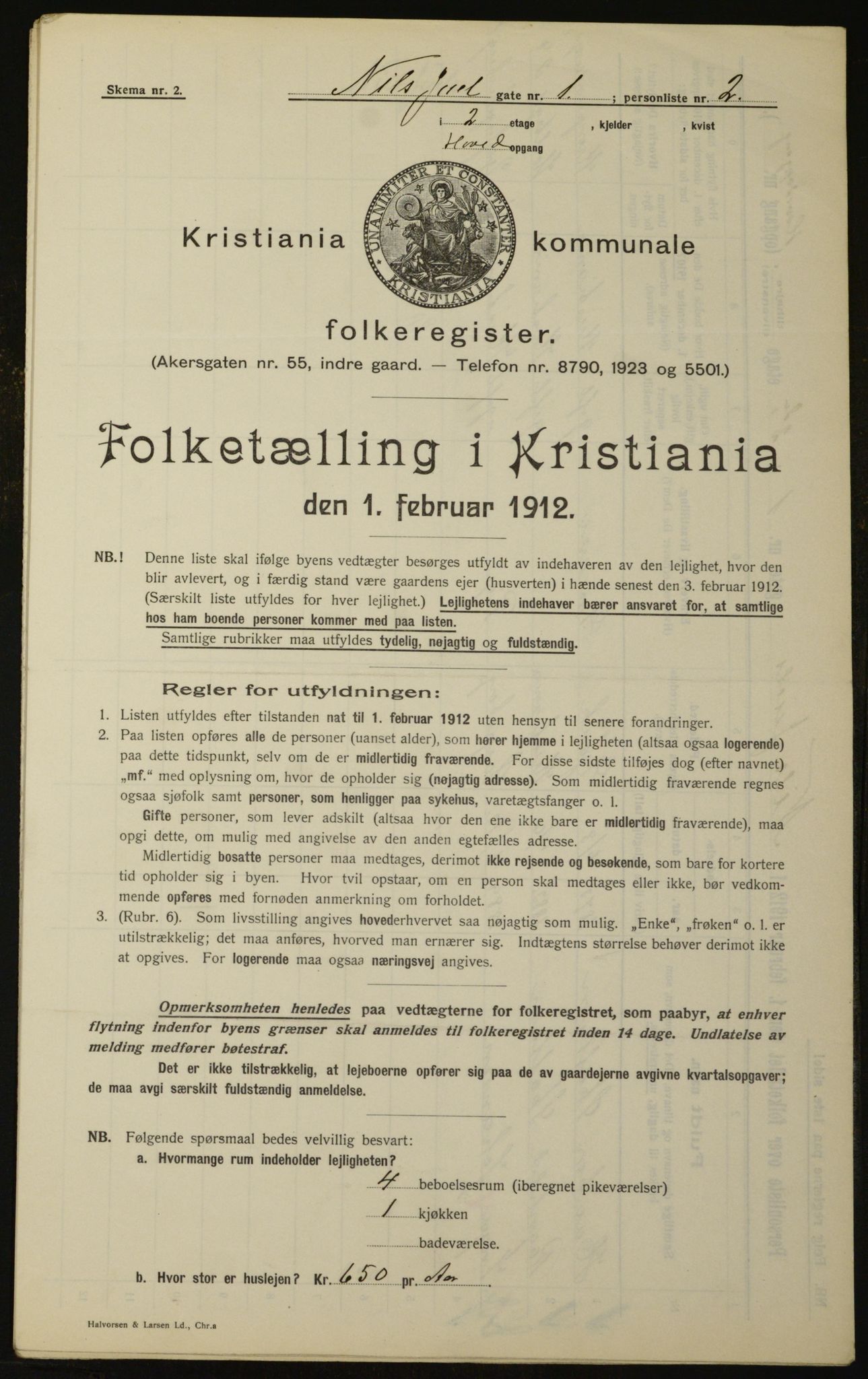 OBA, Municipal Census 1912 for Kristiania, 1912, p. 70725