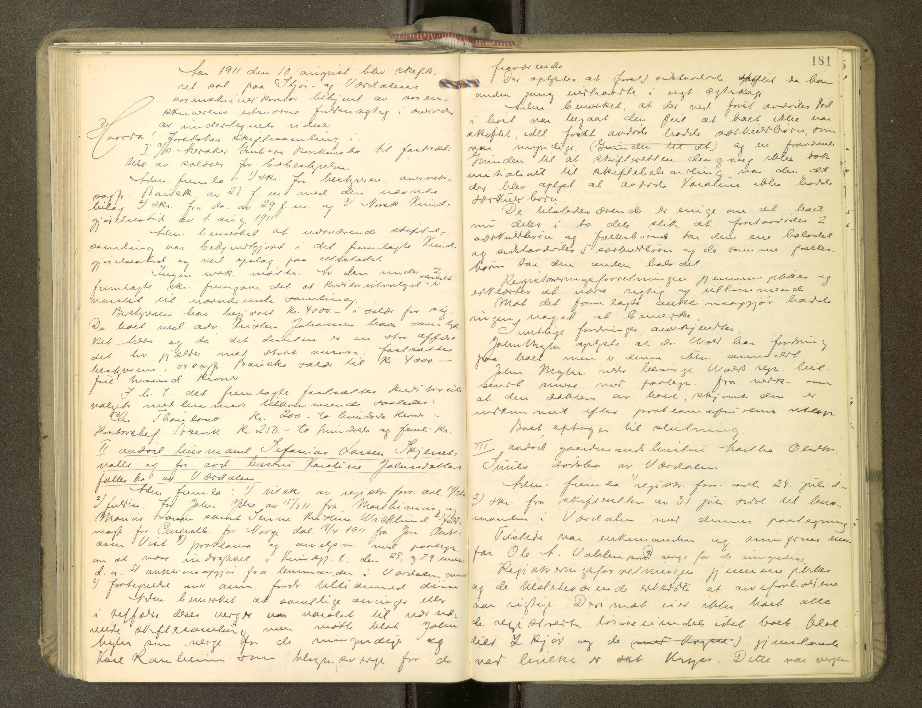 Stjør- og Verdal sorenskriveri, AV/SAT-A-4167/1/3/3B/L0011: Skifteforhandlingsprotokoll, 1909-1912, p. 181