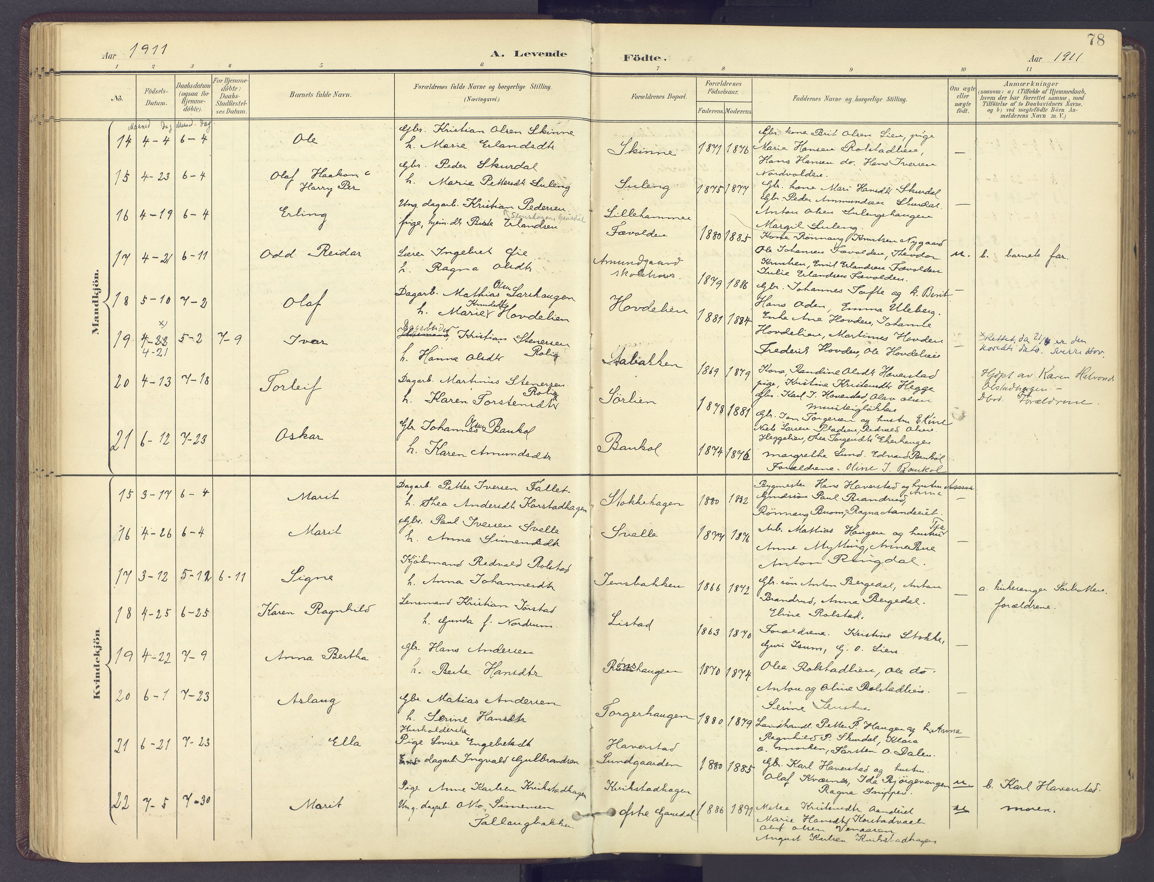 Sør-Fron prestekontor, SAH/PREST-010/H/Ha/Haa/L0004: Parish register (official) no. 4, 1898-1919, p. 78