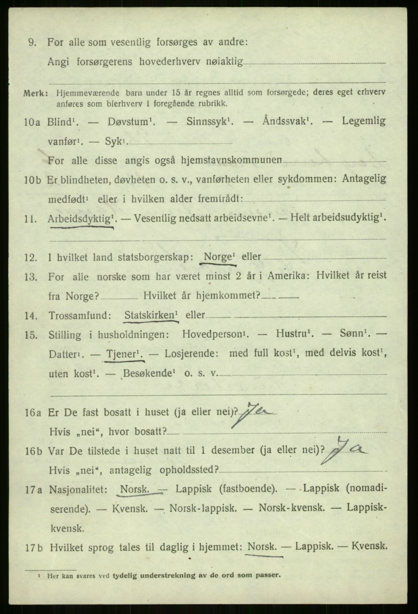 SATØ, 1920 census for Berg, 1920, p. 2156