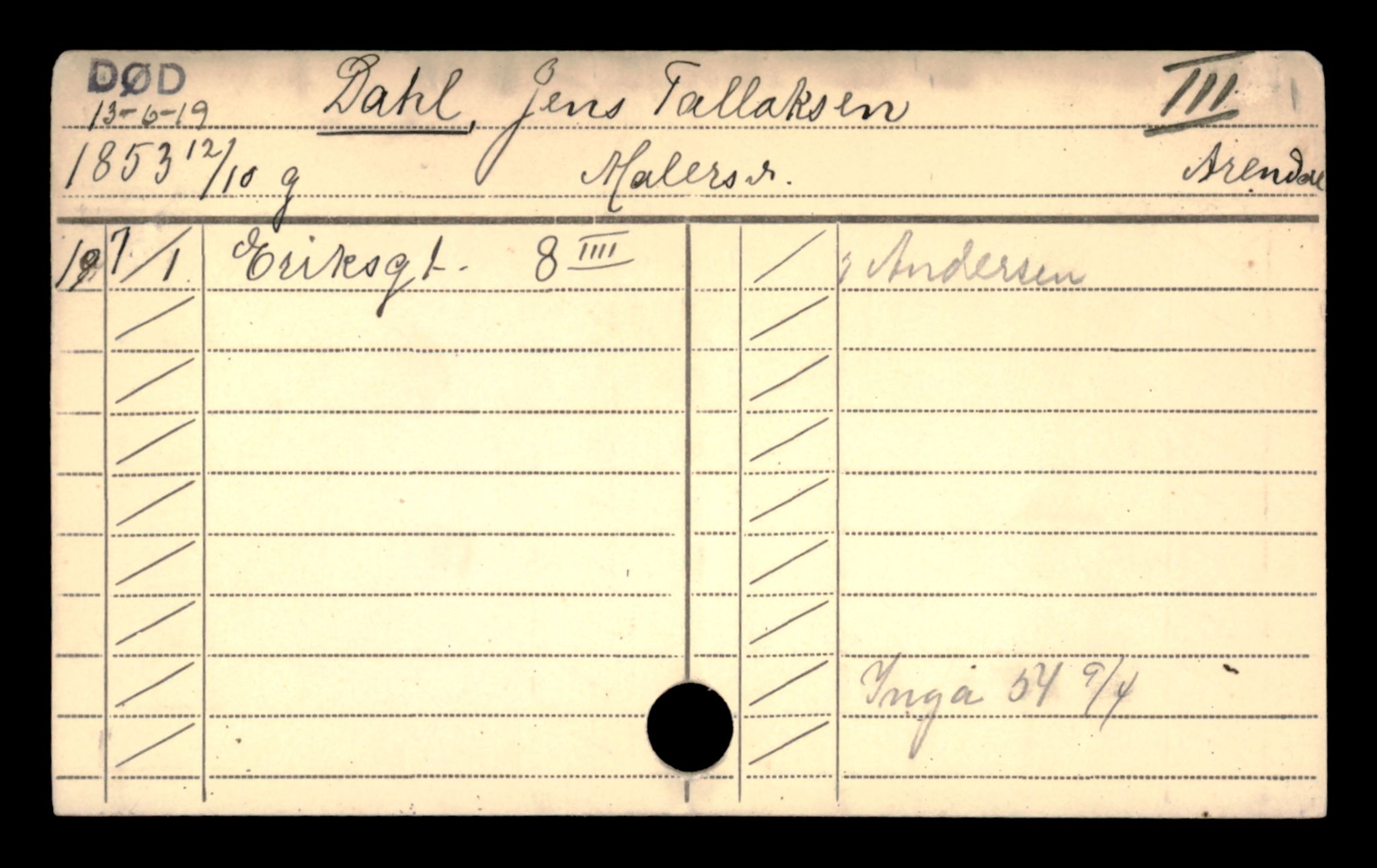 Oslo folkeregister, Registerkort, AV/SAO-A-11715/D/Da/L0014: Menn: Dahl Jens - Dinesen Johan, 1906-1919