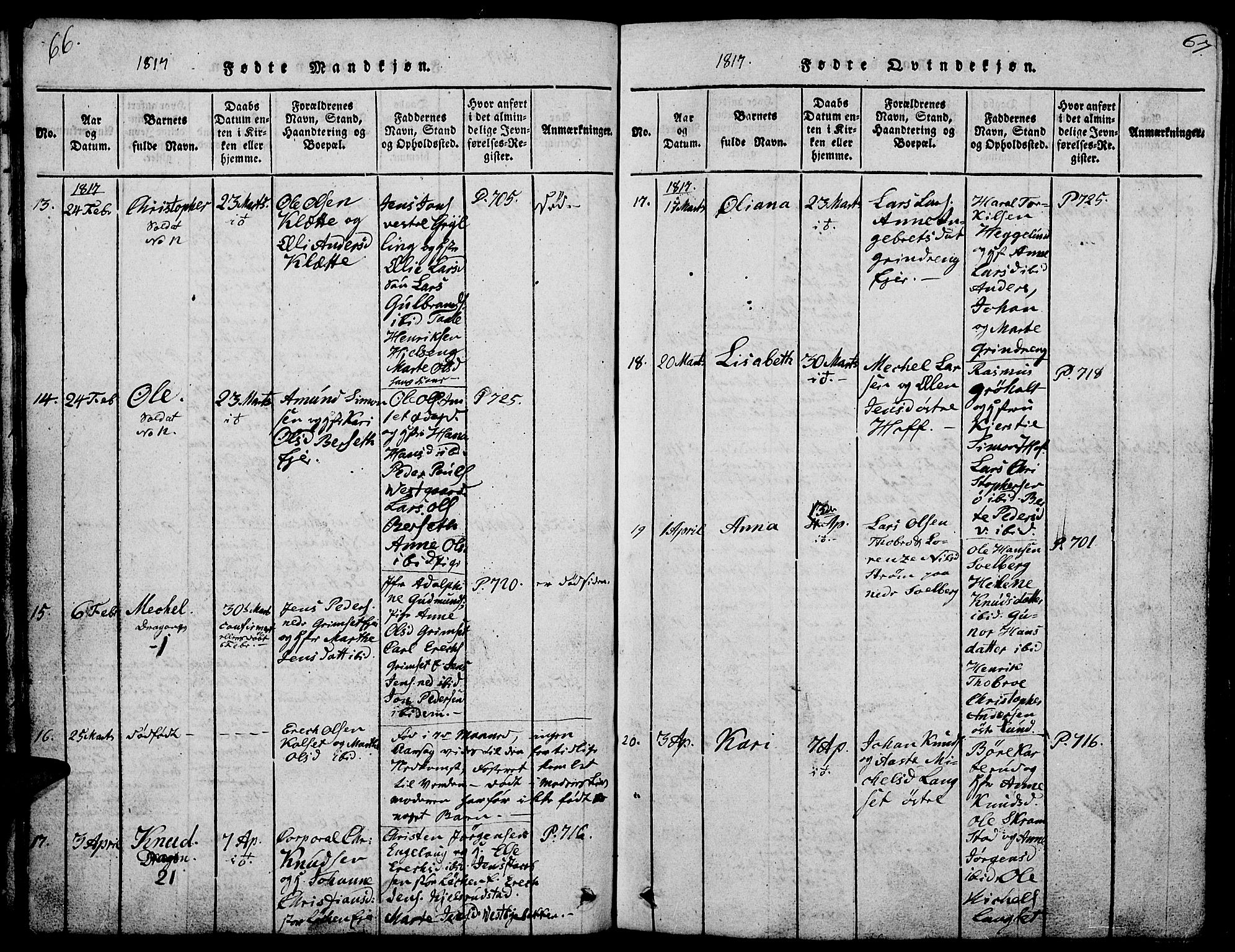 Løten prestekontor, AV/SAH-PREST-022/L/La/L0001: Parish register (copy) no. 1, 1812-1832, p. 66-67