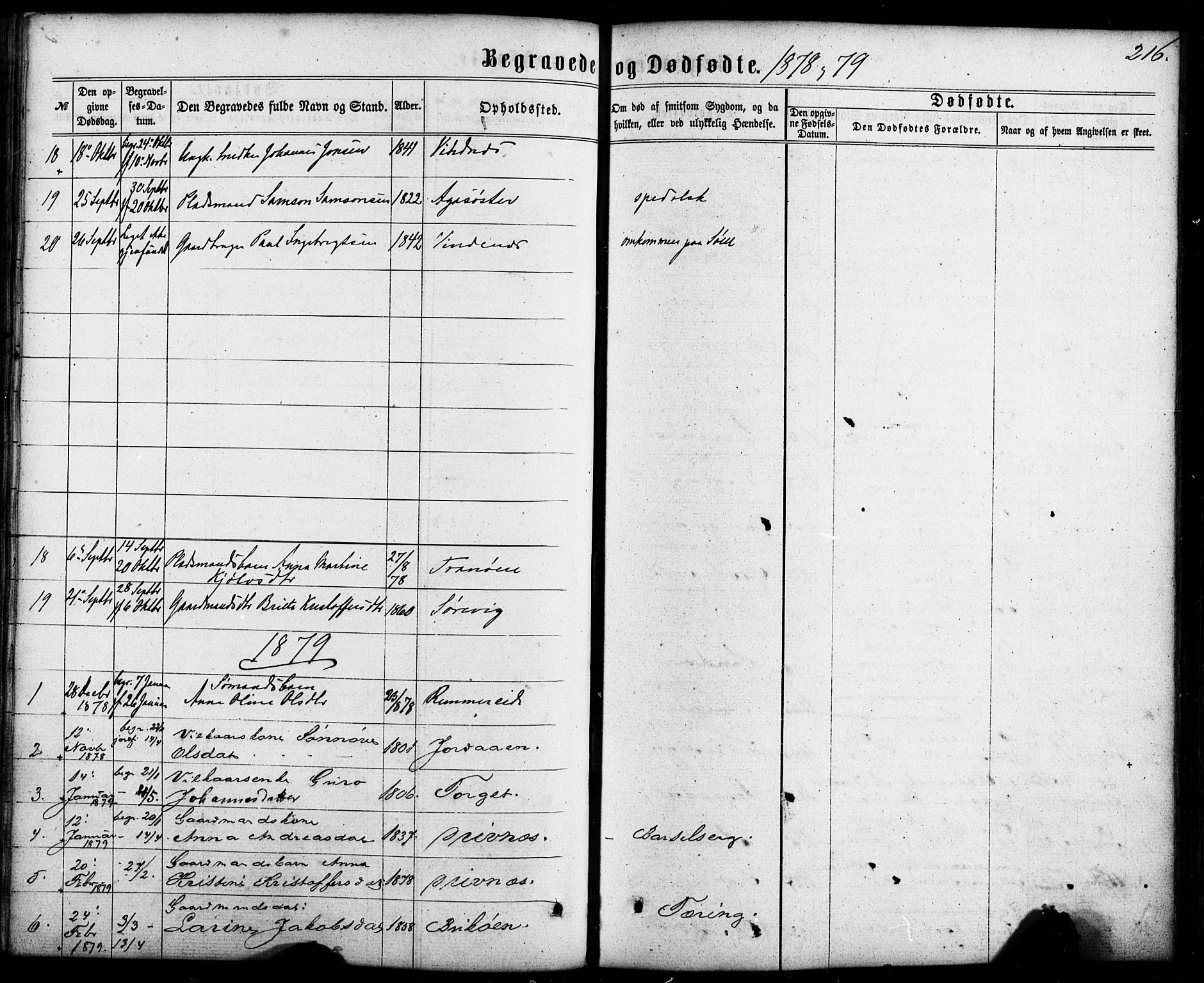 Fitjar sokneprestembete, SAB/A-99926: Parish register (official) no. A 1, 1862-1881, p. 216