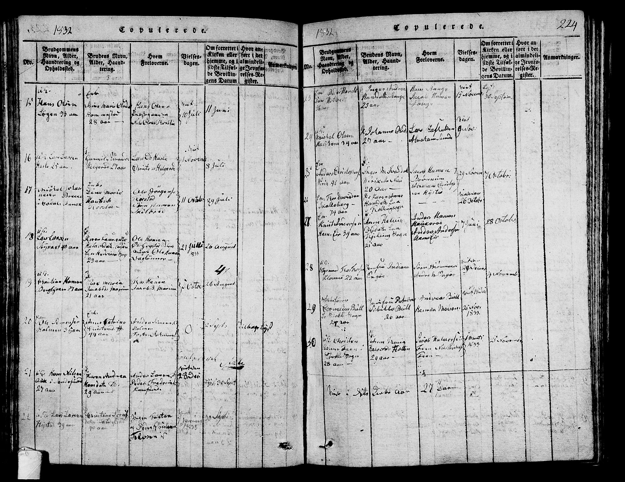 Sandar kirkebøker, AV/SAKO-A-243/G/Ga/L0001: Parish register (copy) no. 1, 1814-1835, p. 224