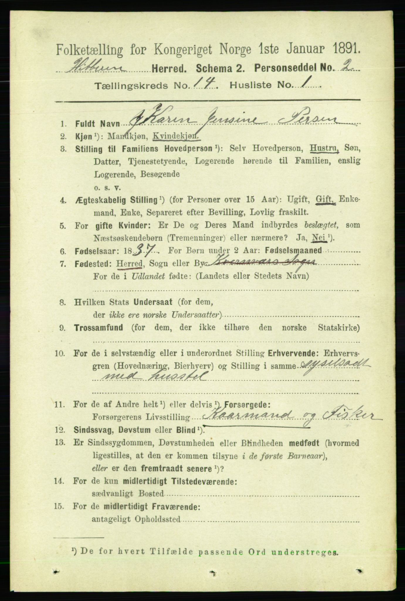 RA, 1891 census for 1617 Hitra, 1891, p. 2978