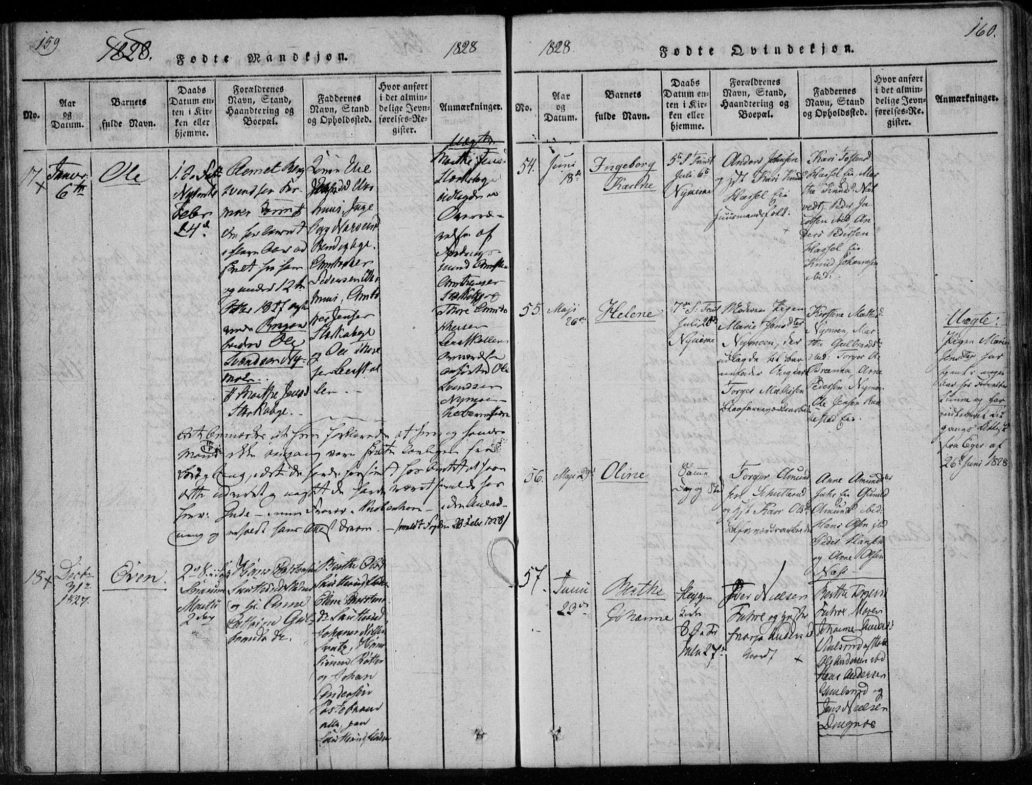 Modum kirkebøker, AV/SAKO-A-234/F/Fa/L0005: Parish register (official) no. 5, 1824-1841, p. 159-160