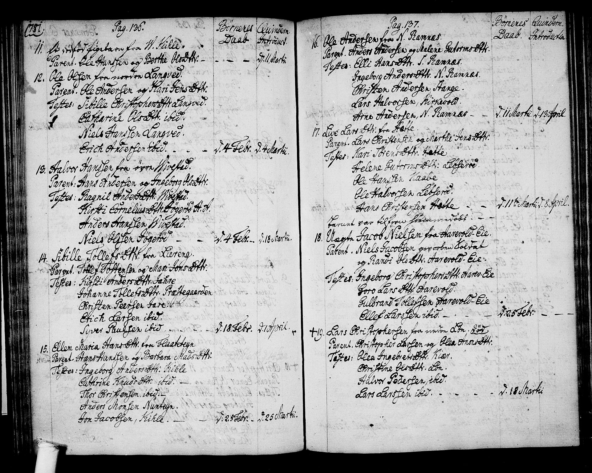 Ramnes kirkebøker, SAKO/A-314/F/Fa/L0002: Parish register (official) no. I 2, 1773-1790, p. 136-137