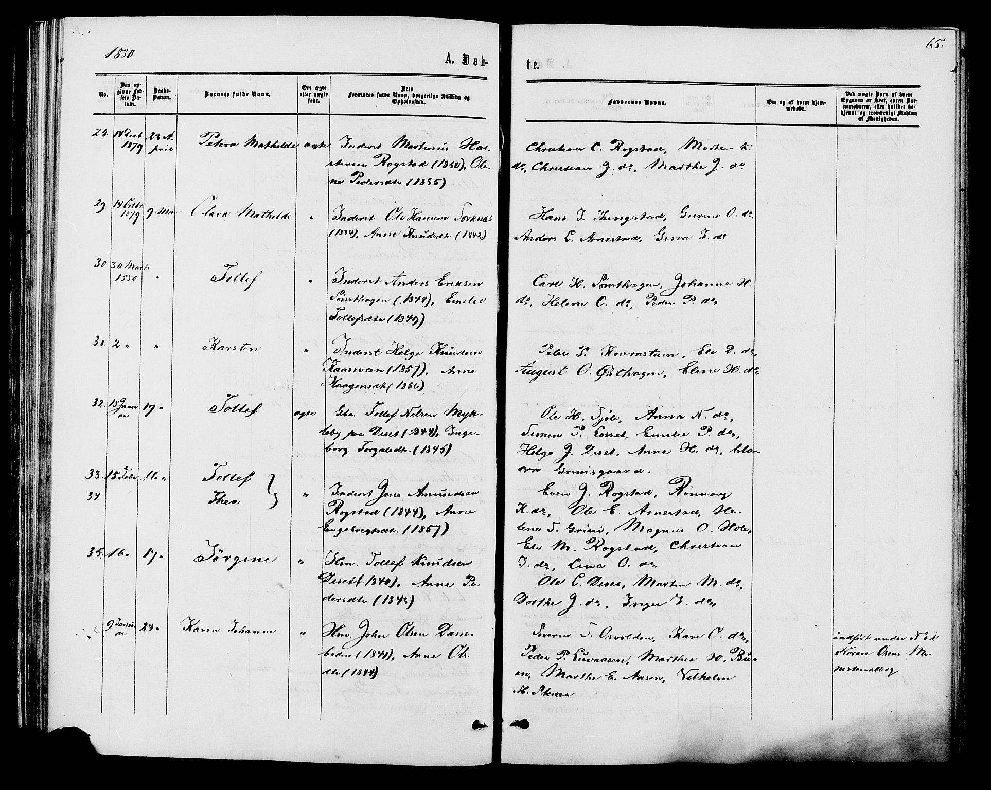 Åmot prestekontor, Hedmark, AV/SAH-PREST-056/H/Ha/Haa/L0009: Parish register (official) no. 9, 1875-1883, p. 65