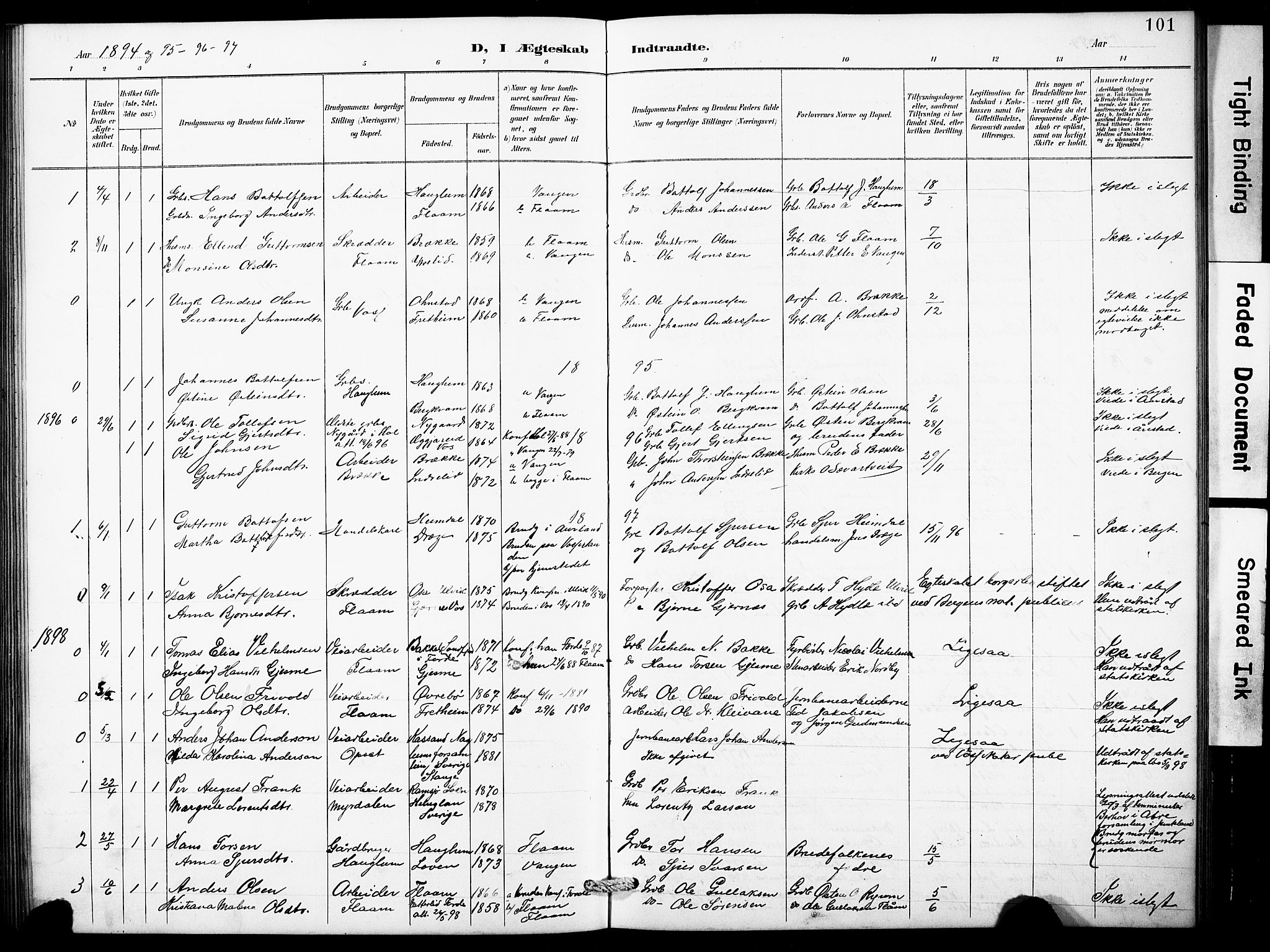 Aurland sokneprestembete, SAB/A-99937/H/Hb/Hbb/L0002: Parish register (copy) no. B 2, 1887-1929, p. 101
