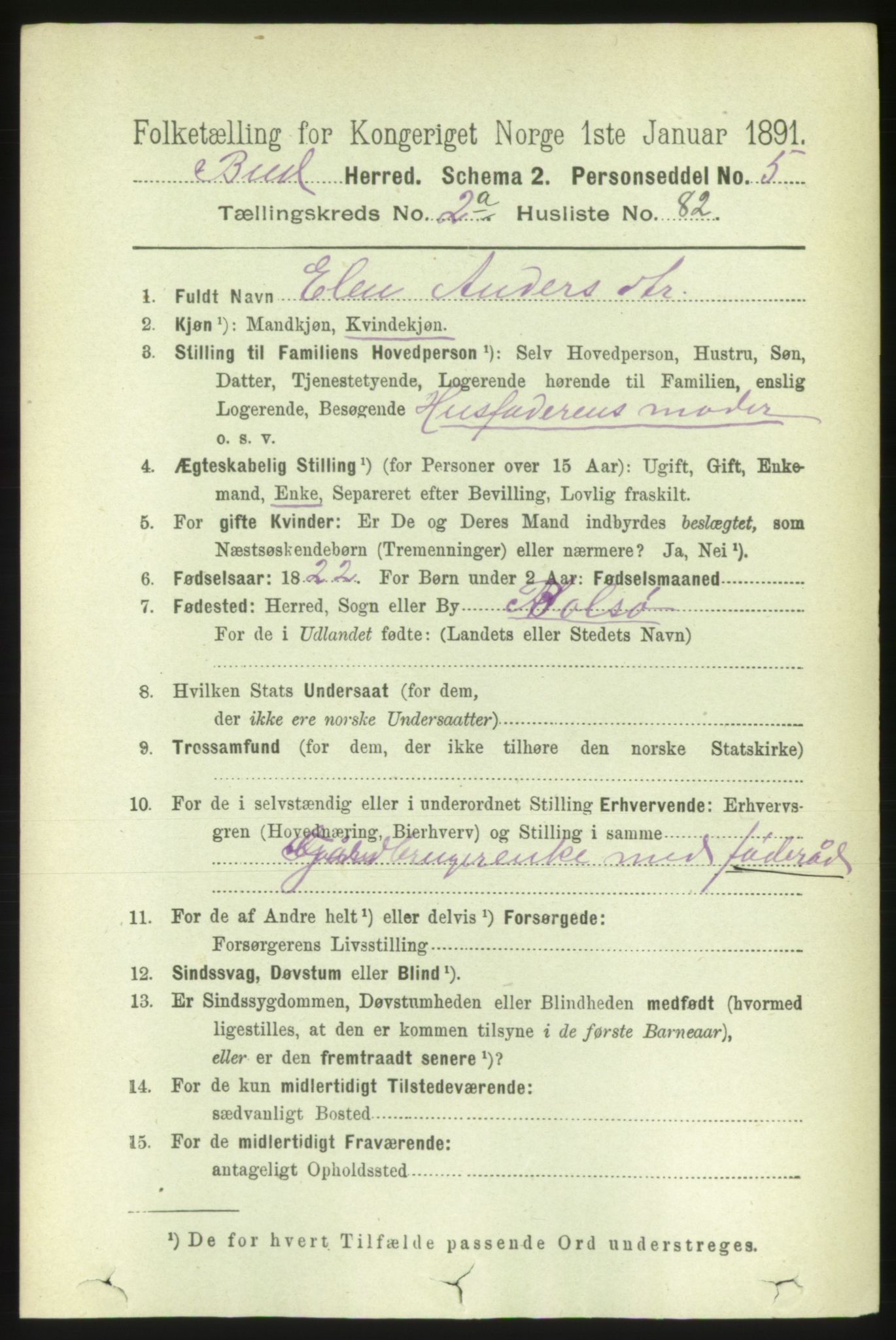 RA, 1891 census for 1549 Bud, 1891, p. 1180