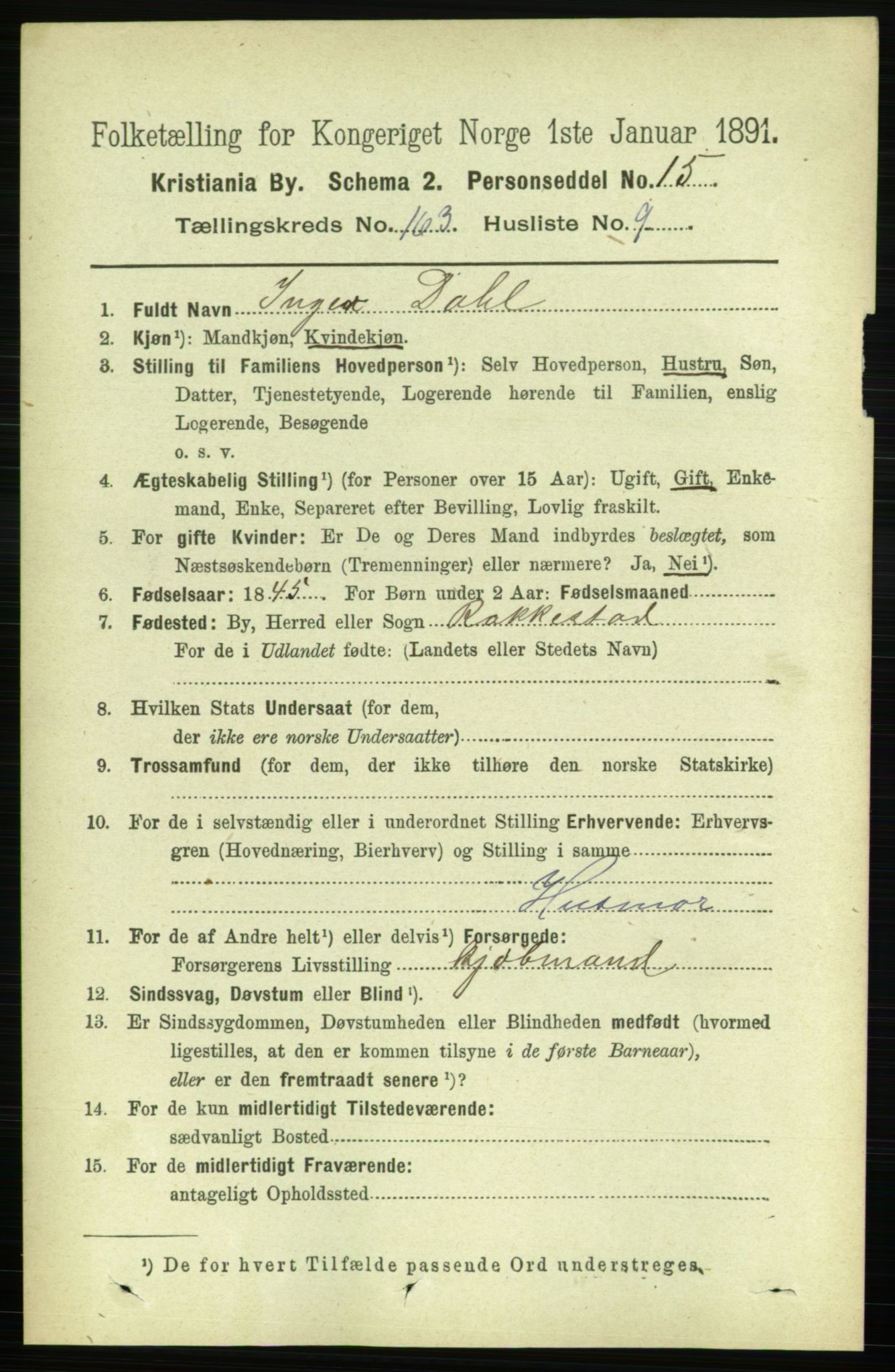 RA, 1891 census for 0301 Kristiania, 1891, p. 93703