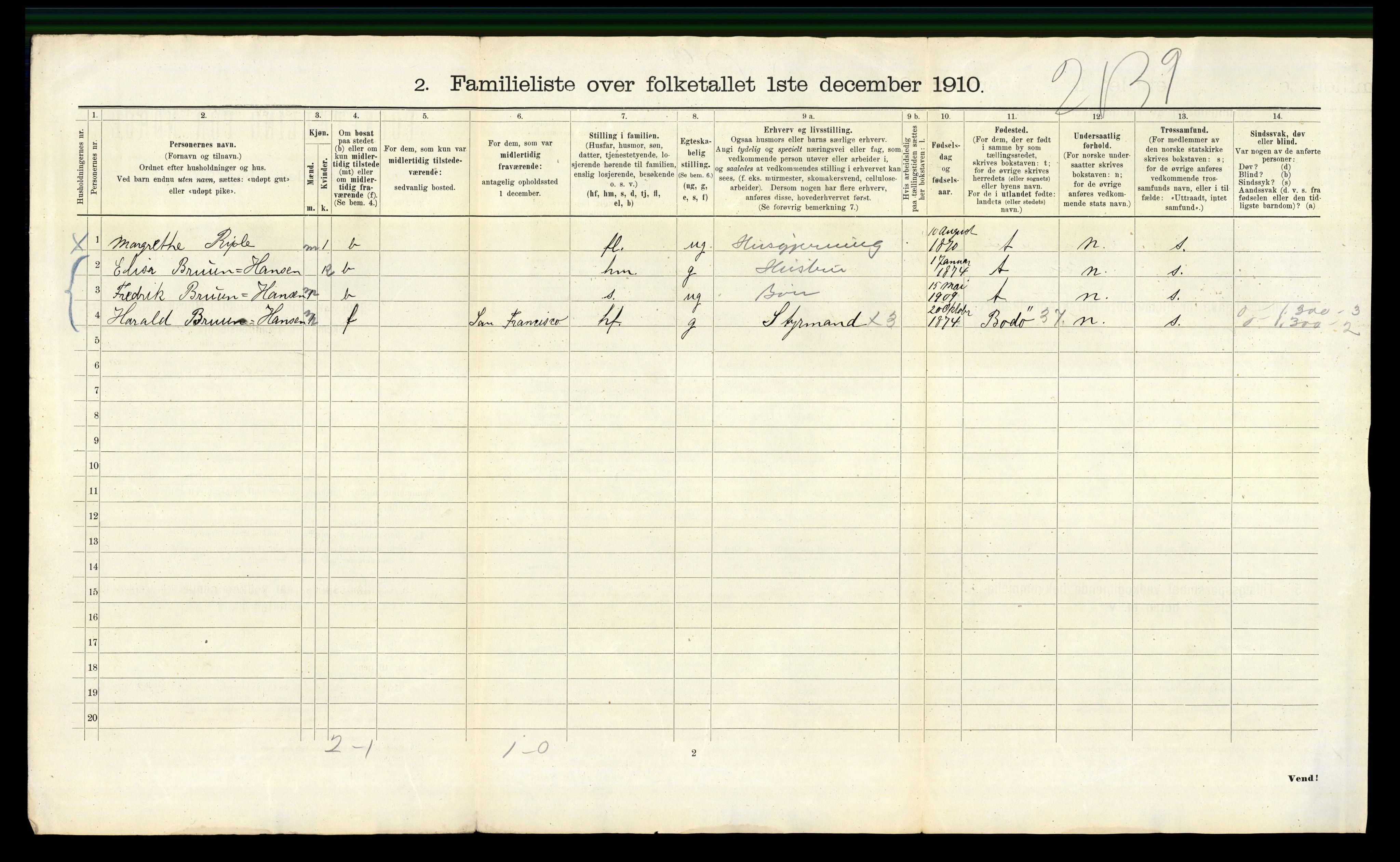 RA, 1910 census for Bergen, 1910, p. 25284