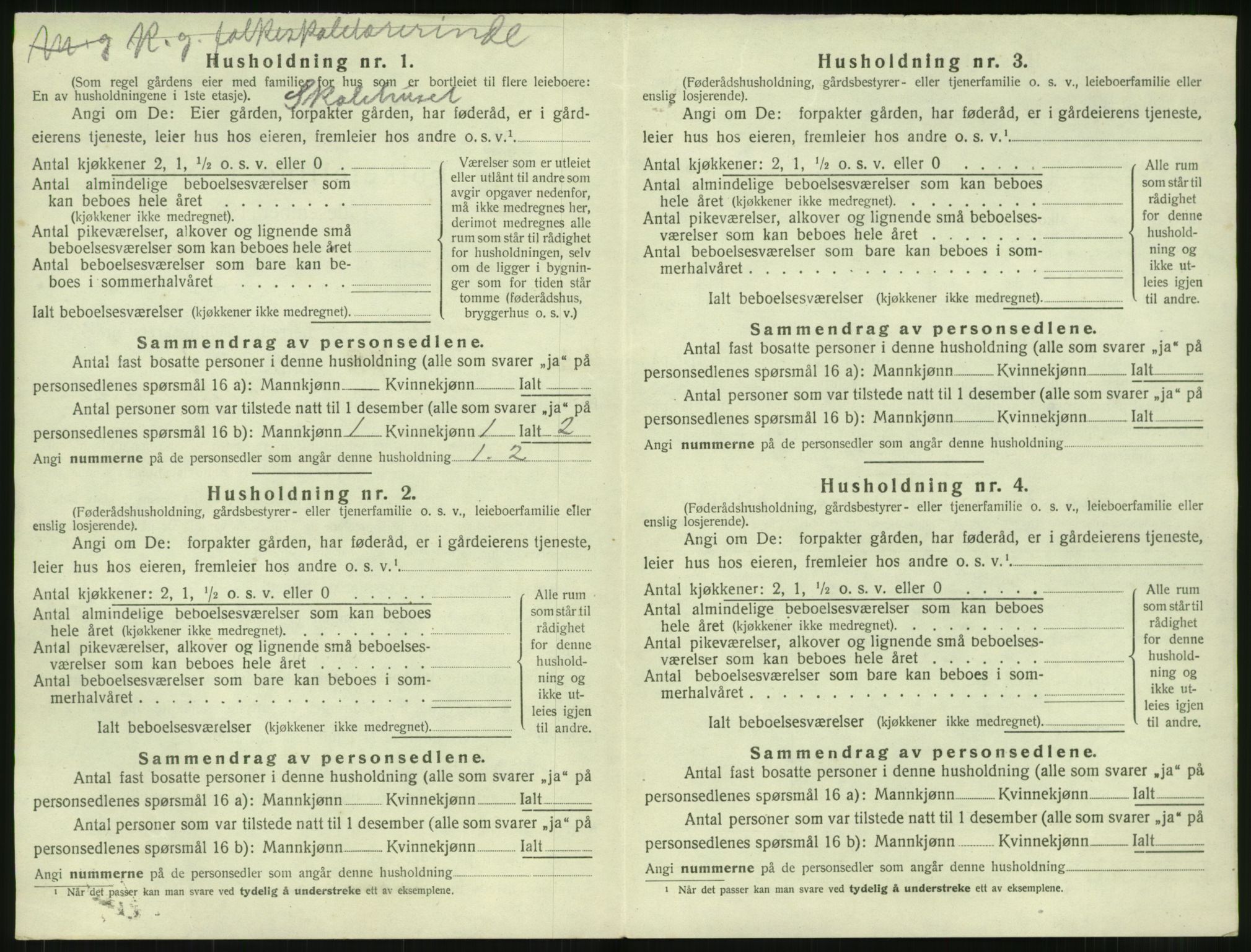 SAT, 1920 census for Vestnes, 1920, p. 1130