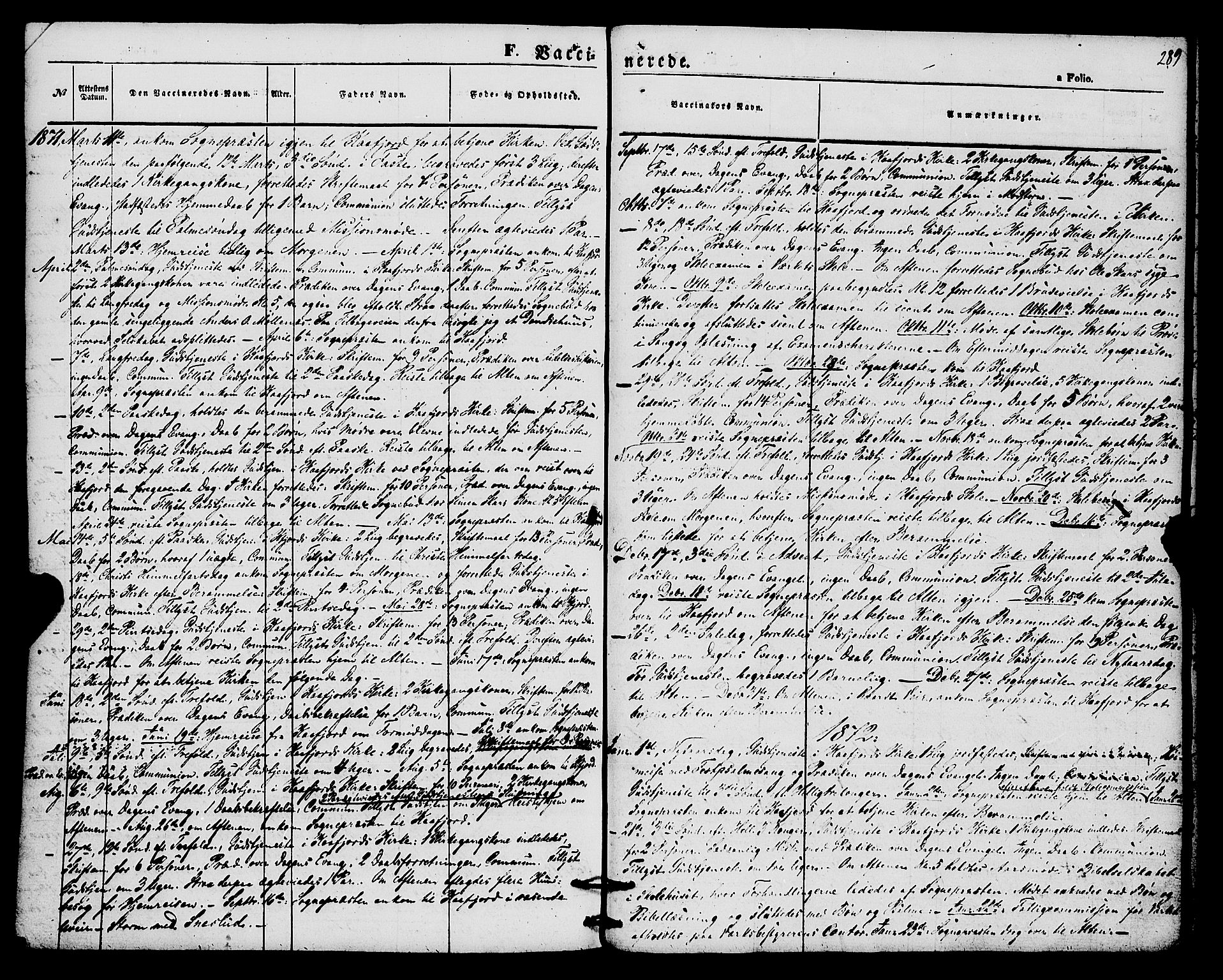 Alta sokneprestkontor, SATØ/S-1338/H/Ha/L0004.kirke: Parish register (official) no. 4, 1858-1880, p. 289