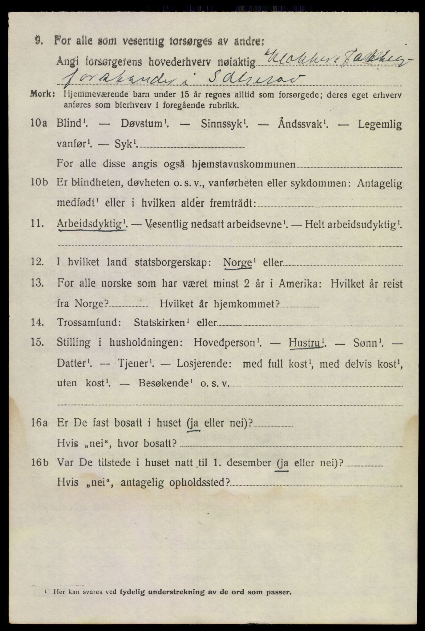 SAKO, 1920 census for Sandeherred, 1920, p. 9575