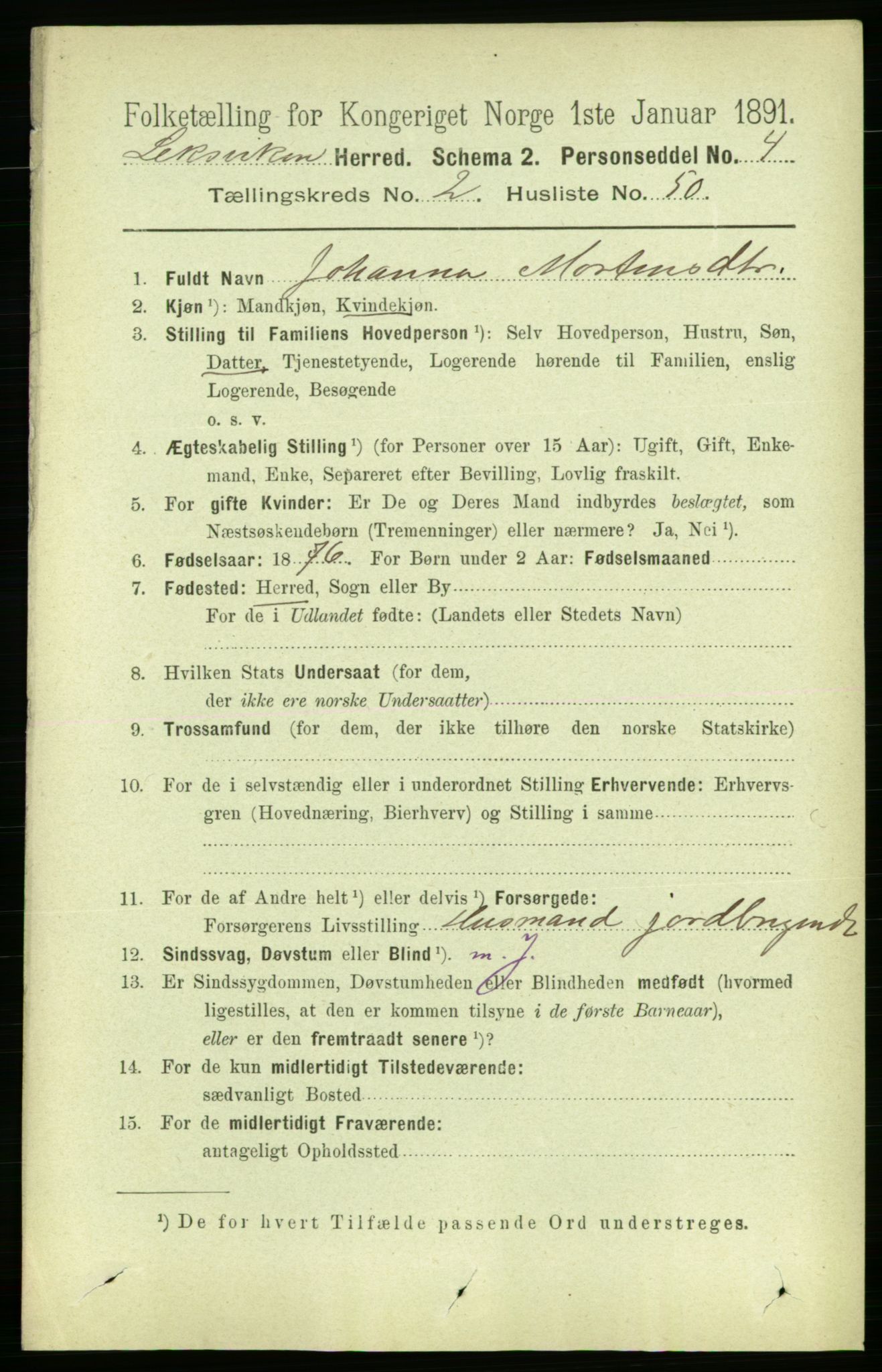 RA, 1891 census for 1718 Leksvik, 1891, p. 943
