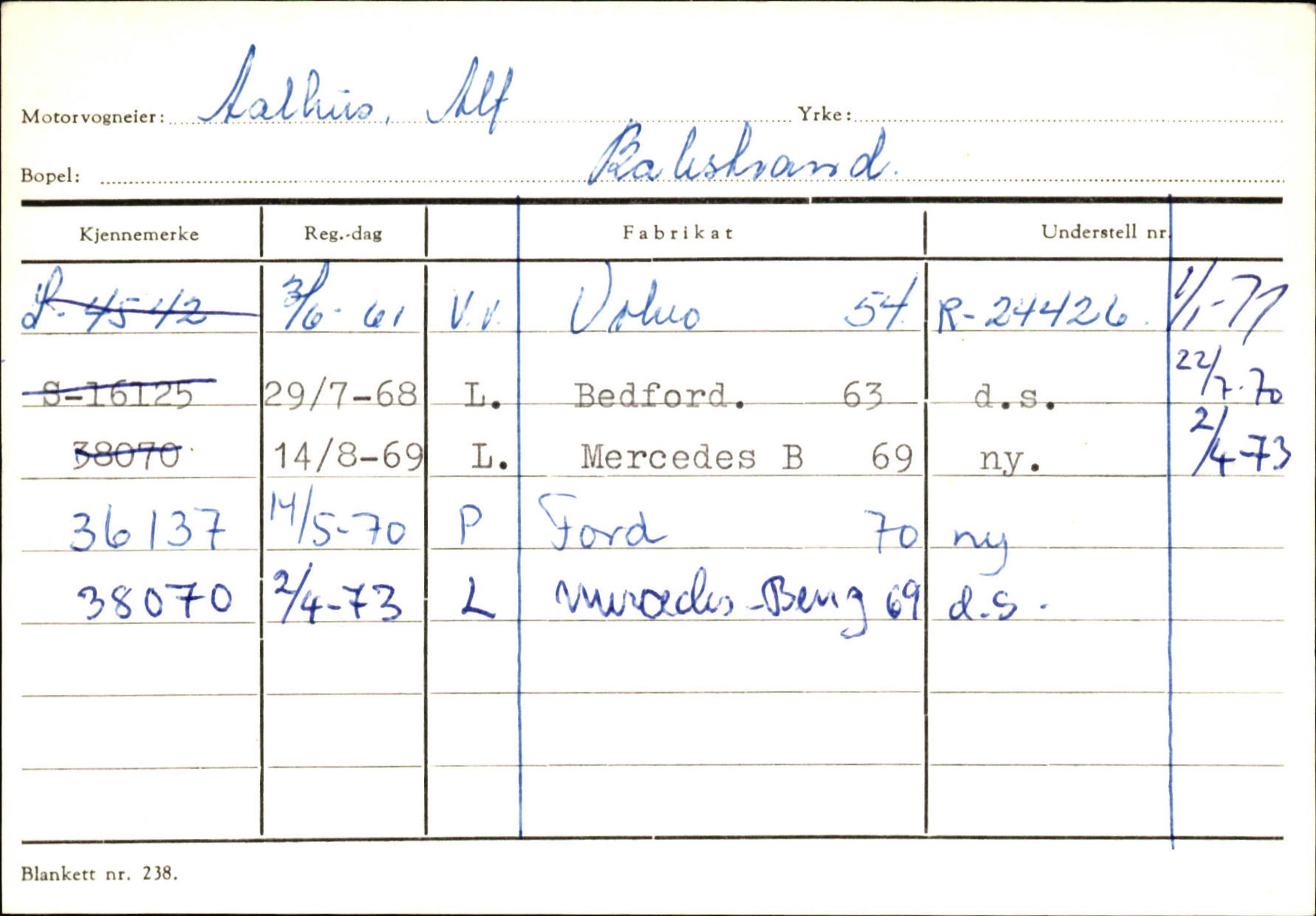 Statens vegvesen, Sogn og Fjordane vegkontor, AV/SAB-A-5301/4/F/L0132: Eigarregister Askvoll A-Å. Balestrand A-Å, 1945-1975, p. 2537