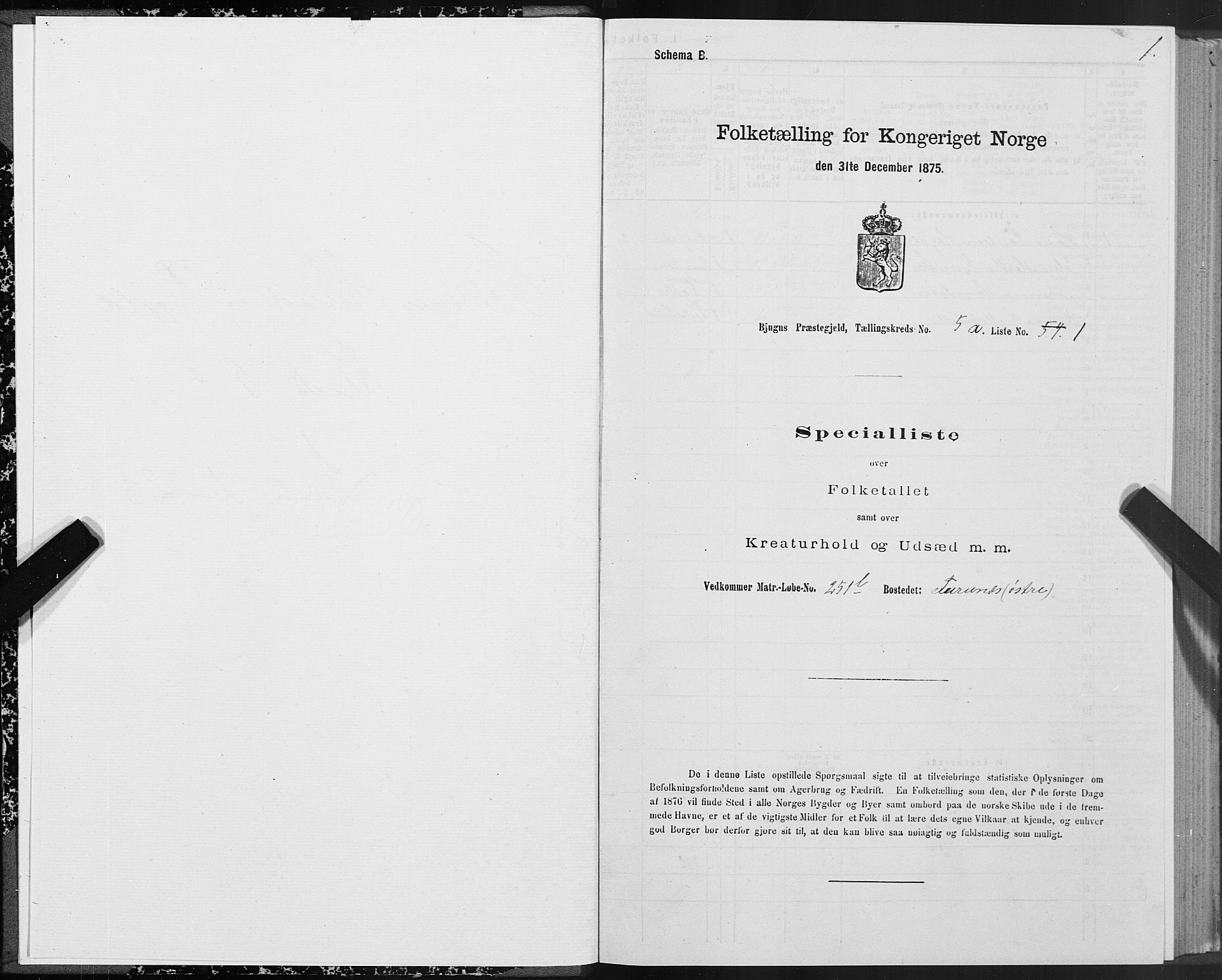 SAT, 1875 census for 1627P Bjugn, 1875, p. 3001