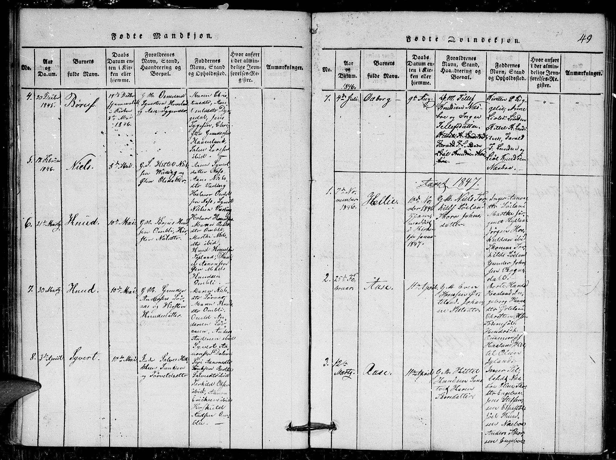 Herefoss sokneprestkontor, AV/SAK-1111-0019/F/Fa/Faa/L0001: Parish register (official) no. A 1, 1816-1860, p. 49