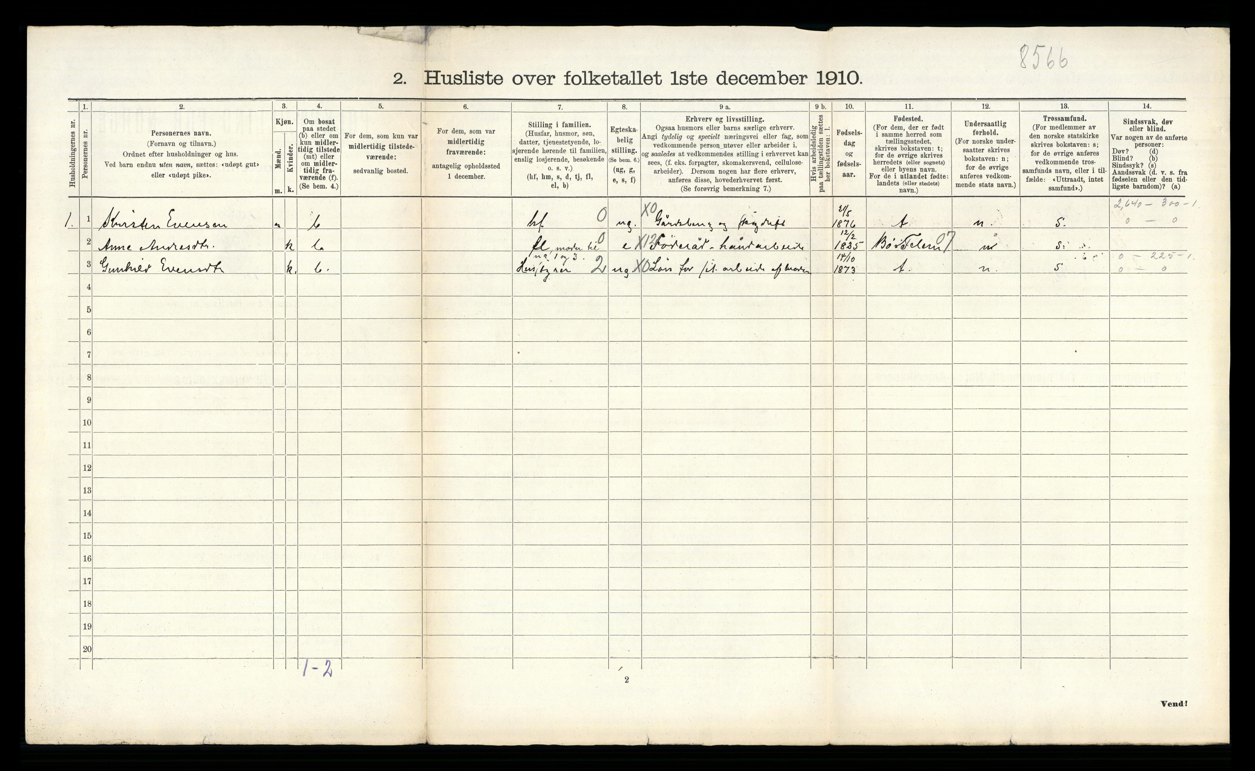 RA, 1910 census for Sauherad, 1910, p. 1390