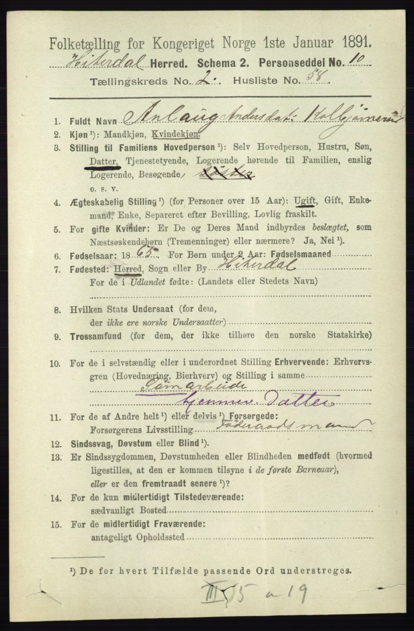 RA, 1891 census for 0823 Heddal, 1891, p. 883