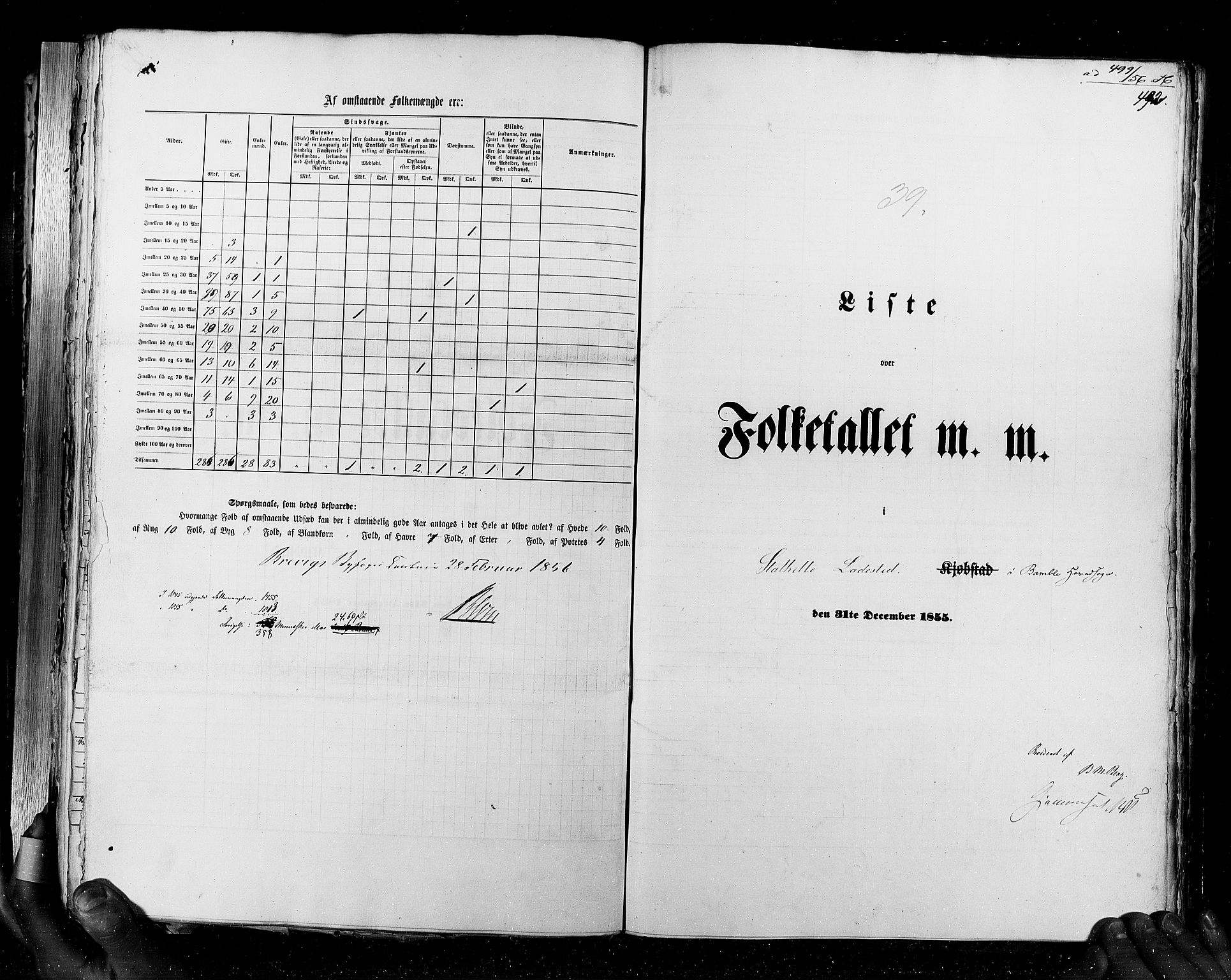 RA, Census 1855, vol. 7: Fredrikshald-Kragerø, 1855, p. 492