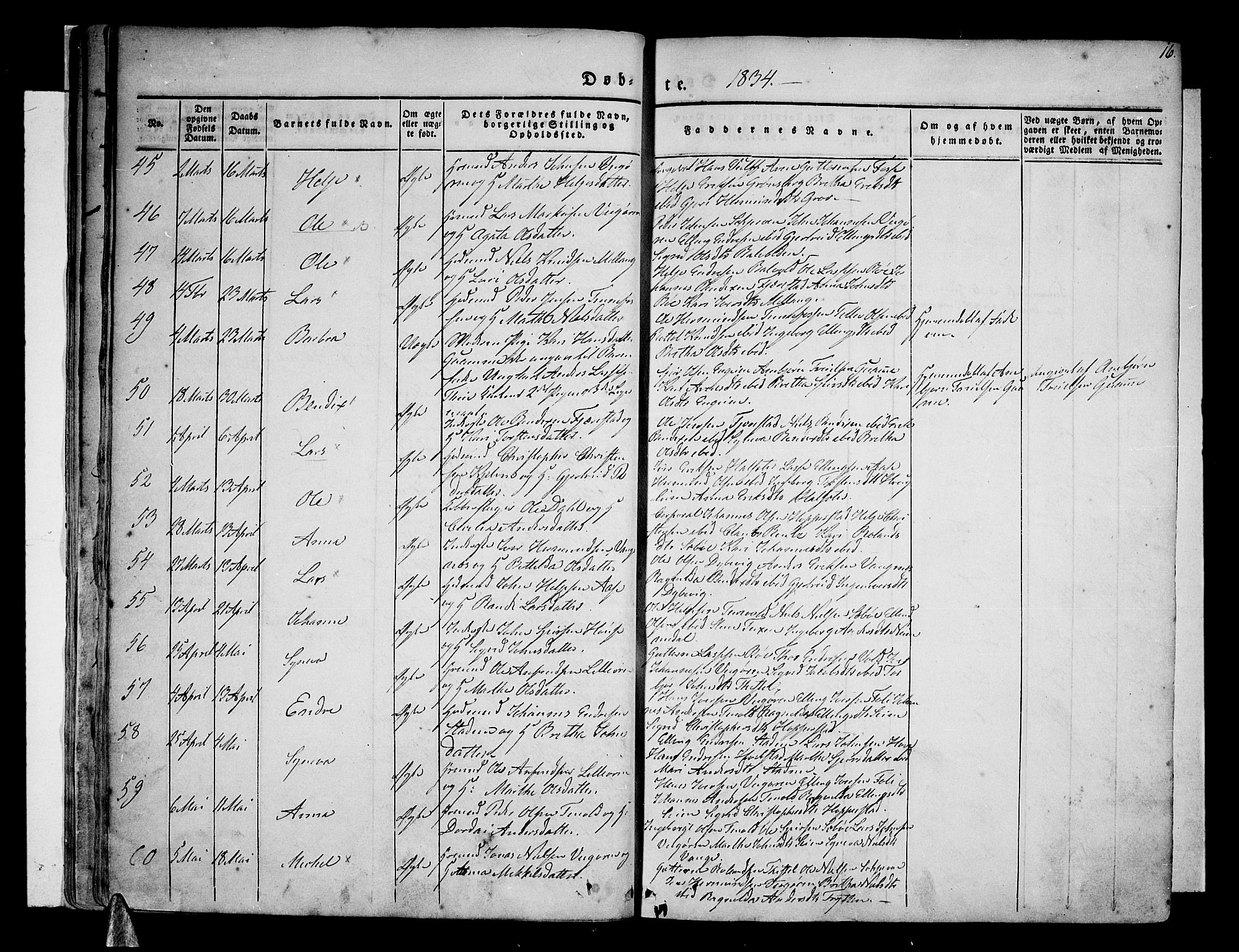 Vik sokneprestembete, AV/SAB-A-81501/H/Haa/Haaa/L0007: Parish register (official) no. A 7, 1831-1845, p. 16