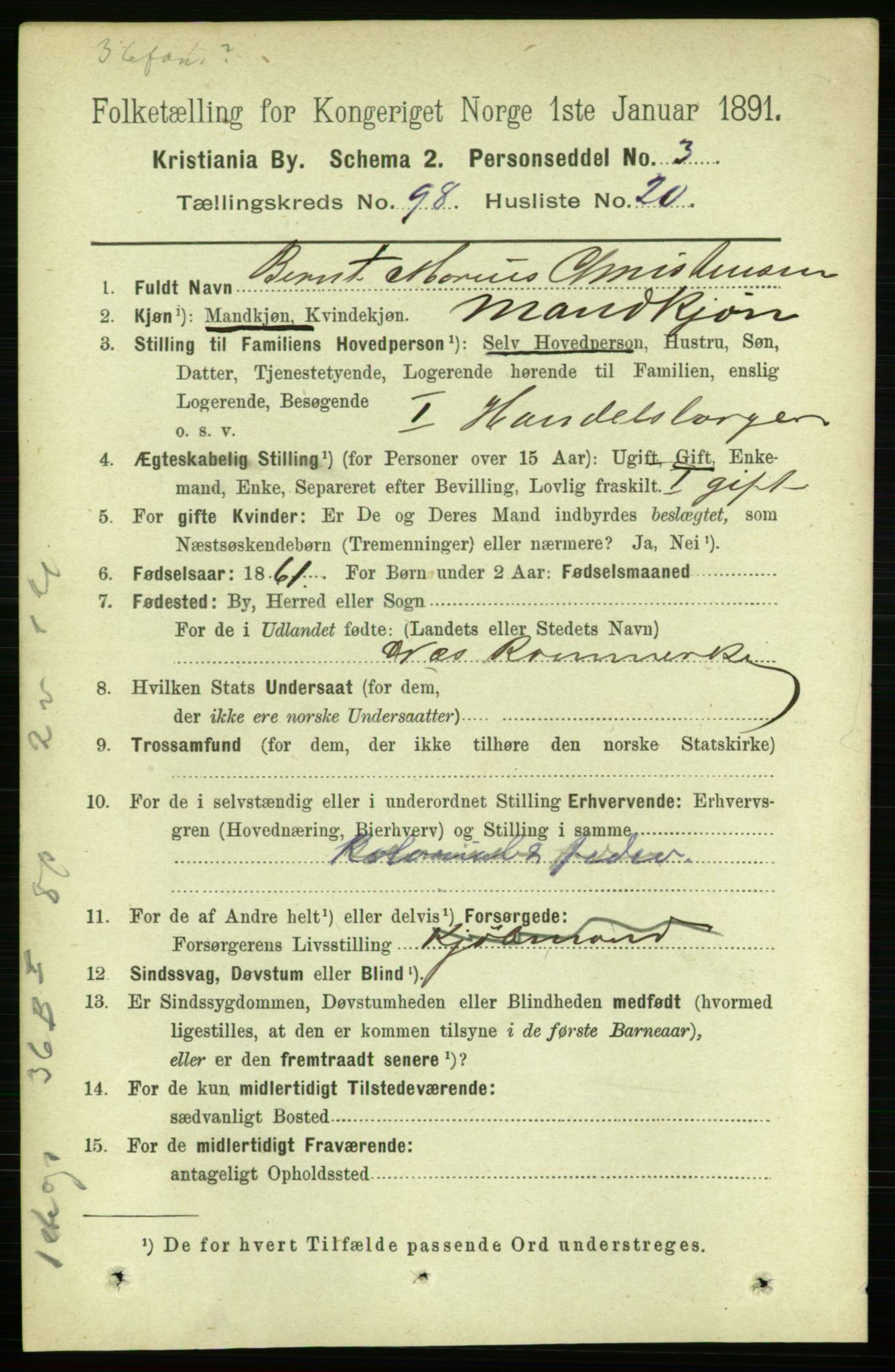 RA, 1891 census for 0301 Kristiania, 1891, p. 48331