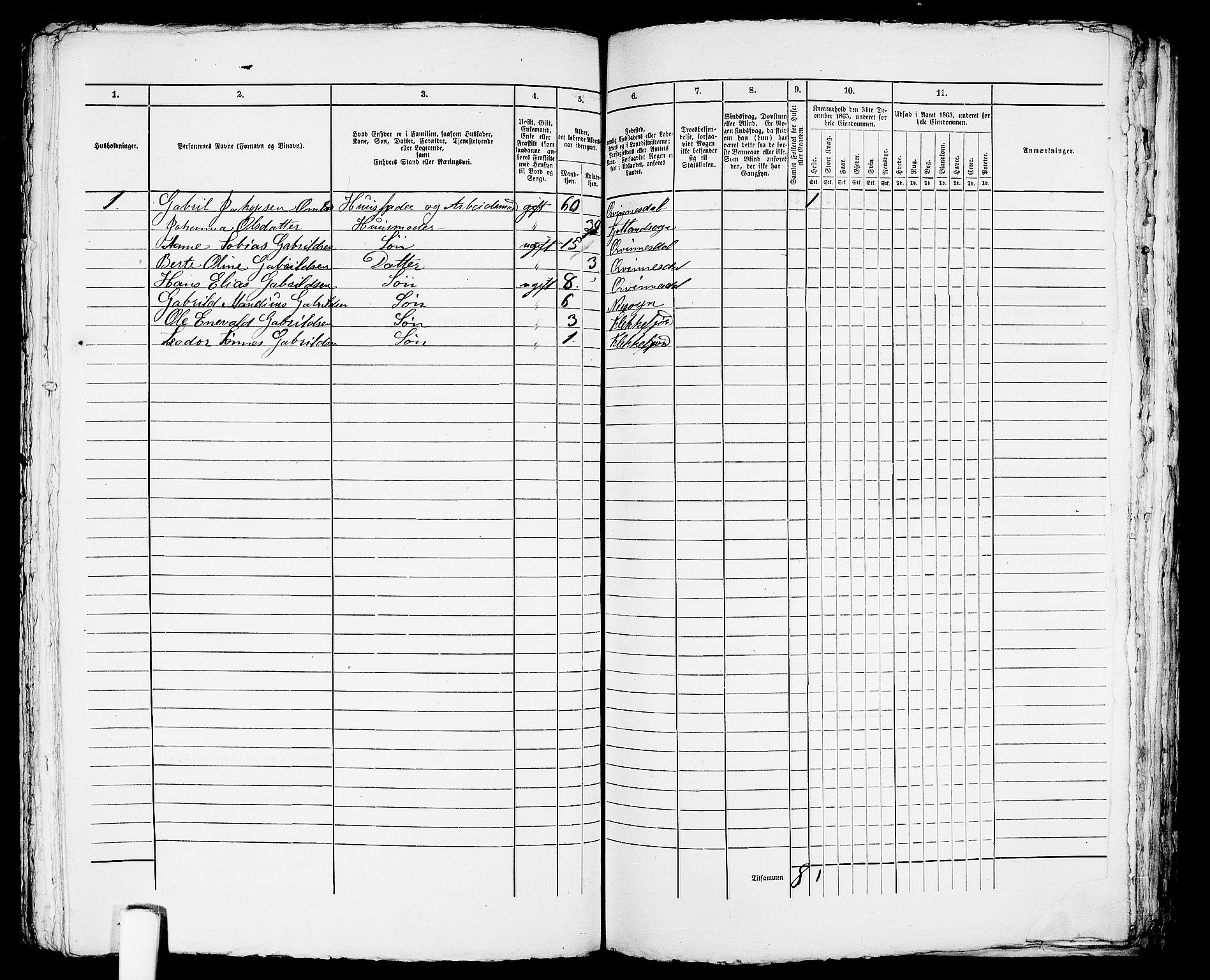 RA, 1865 census for Flekkefjord/Flekkefjord, 1865, p. 375