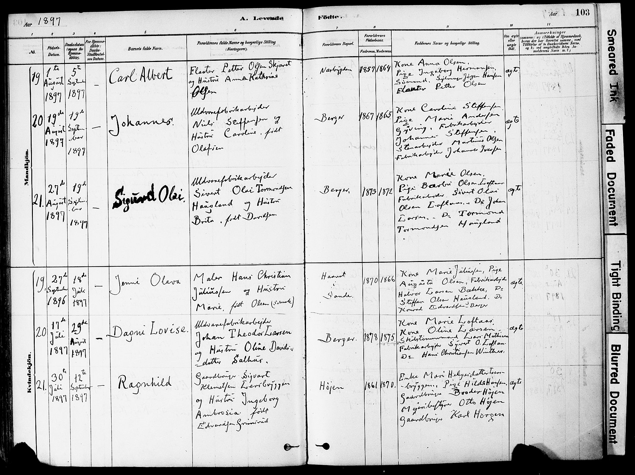 Strømm kirkebøker, AV/SAKO-A-322/F/Fa/L0004: Parish register (official) no. I 4, 1878-1899, p. 103