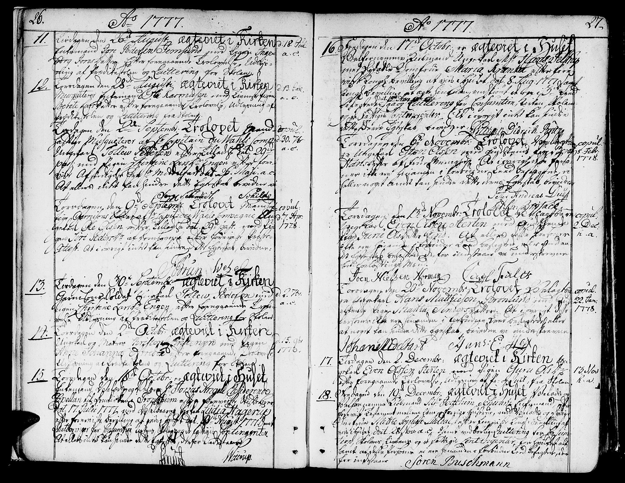 Ministerialprotokoller, klokkerbøker og fødselsregistre - Sør-Trøndelag, SAT/A-1456/602/L0105: Parish register (official) no. 602A03, 1774-1814, p. 26-27