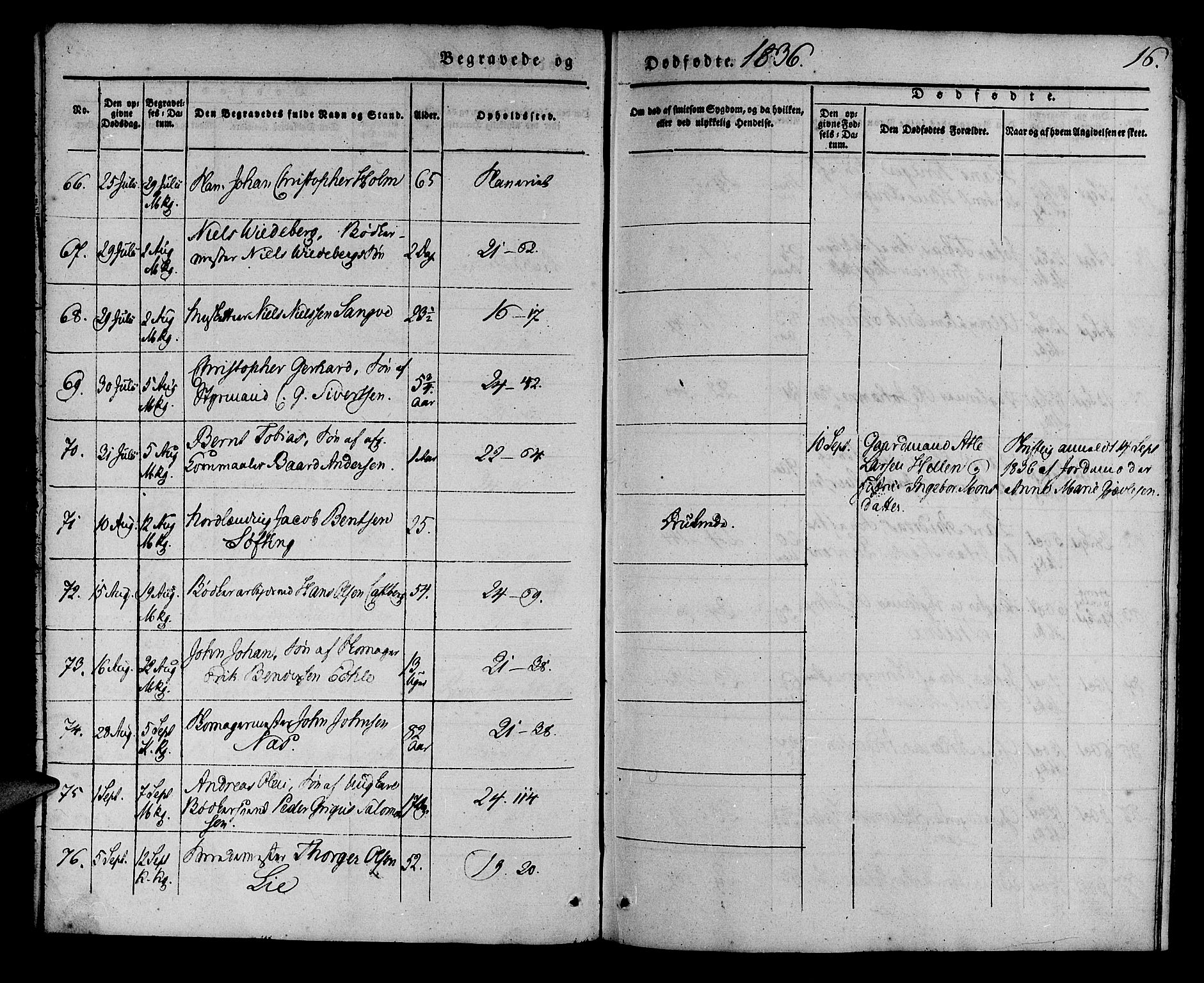 Korskirken sokneprestembete, SAB/A-76101/H/Haa/L0043: Parish register (official) no. E 1, 1834-1848, p. 16