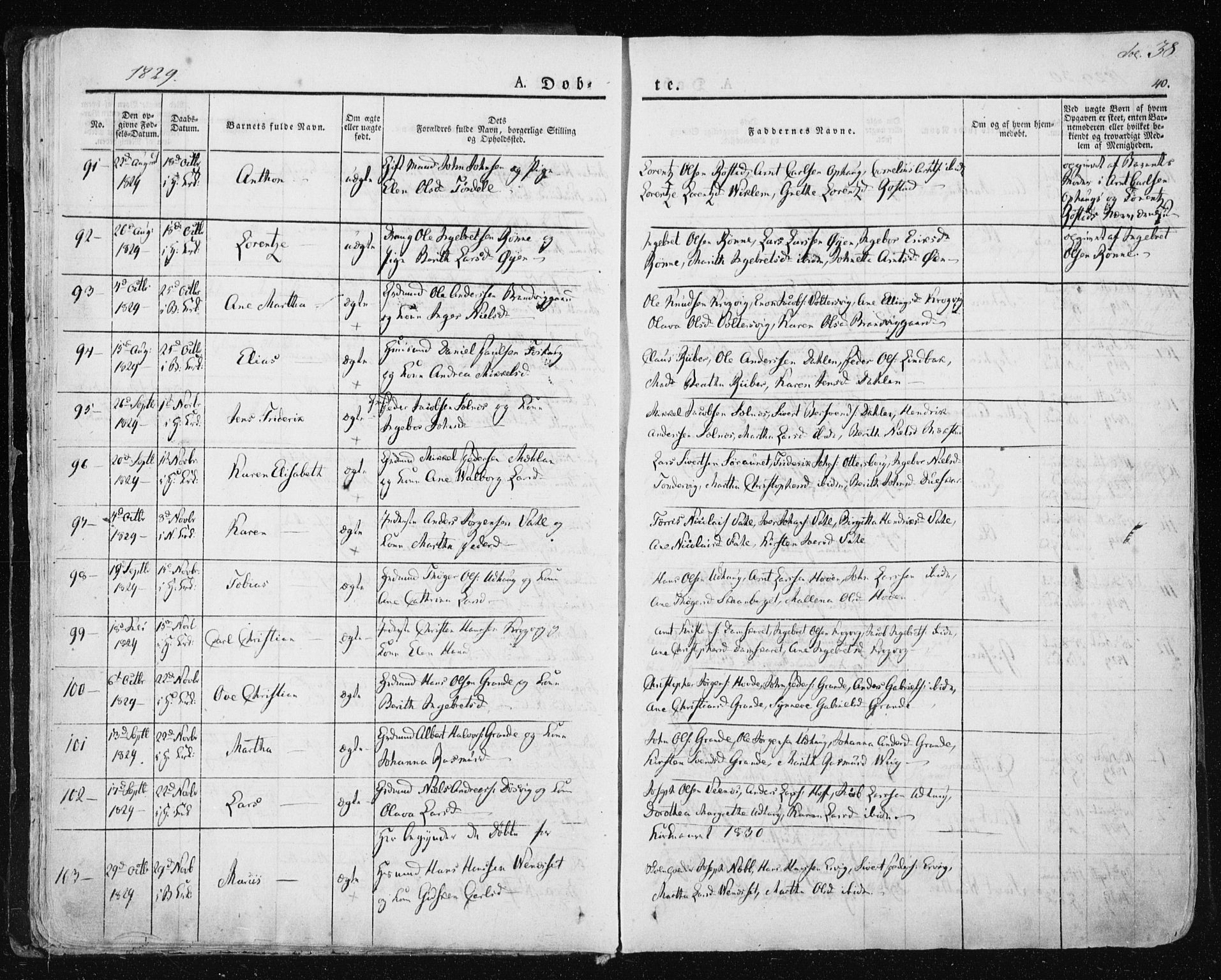 Ministerialprotokoller, klokkerbøker og fødselsregistre - Sør-Trøndelag, SAT/A-1456/659/L0735: Parish register (official) no. 659A05, 1826-1841, p. 38