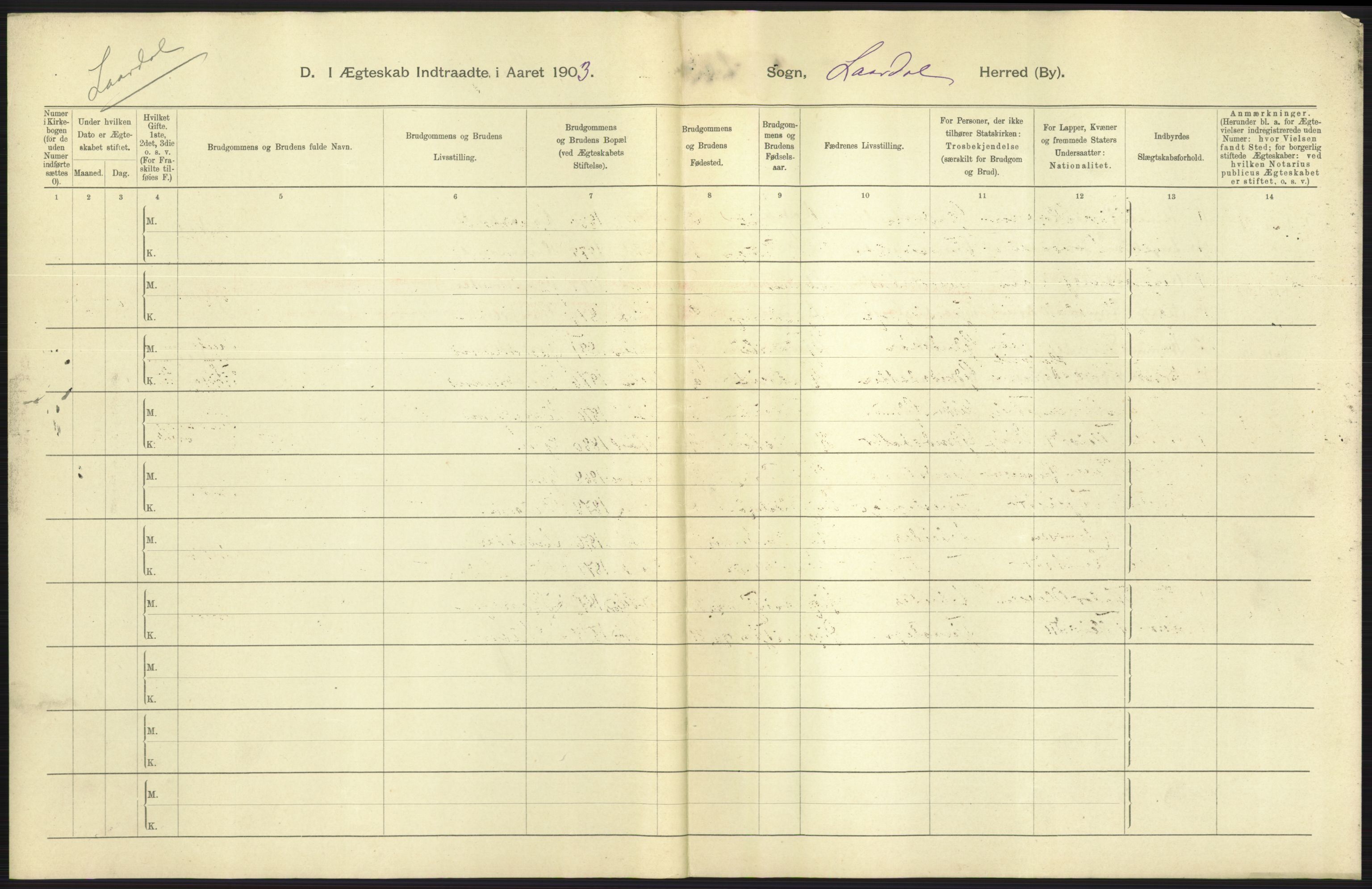 Statistisk sentralbyrå, Sosiodemografiske emner, Befolkning, AV/RA-S-2228/D/Df/Dfa/Dfaa/L0009: Bratsberg amt: Fødte, gifte, døde, 1903, p. 363