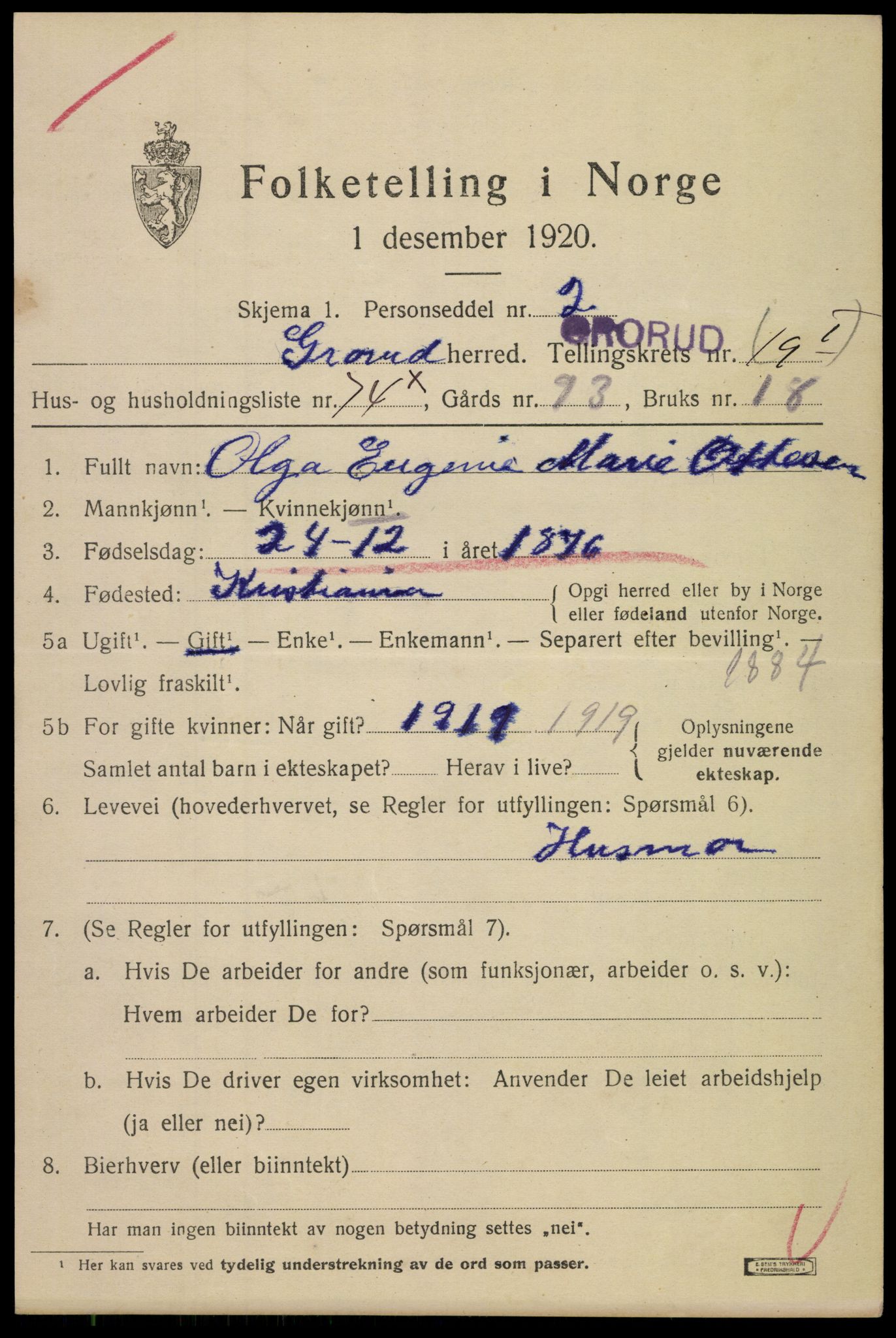 SAO, 1920 census for Aker, 1920, p. 122006