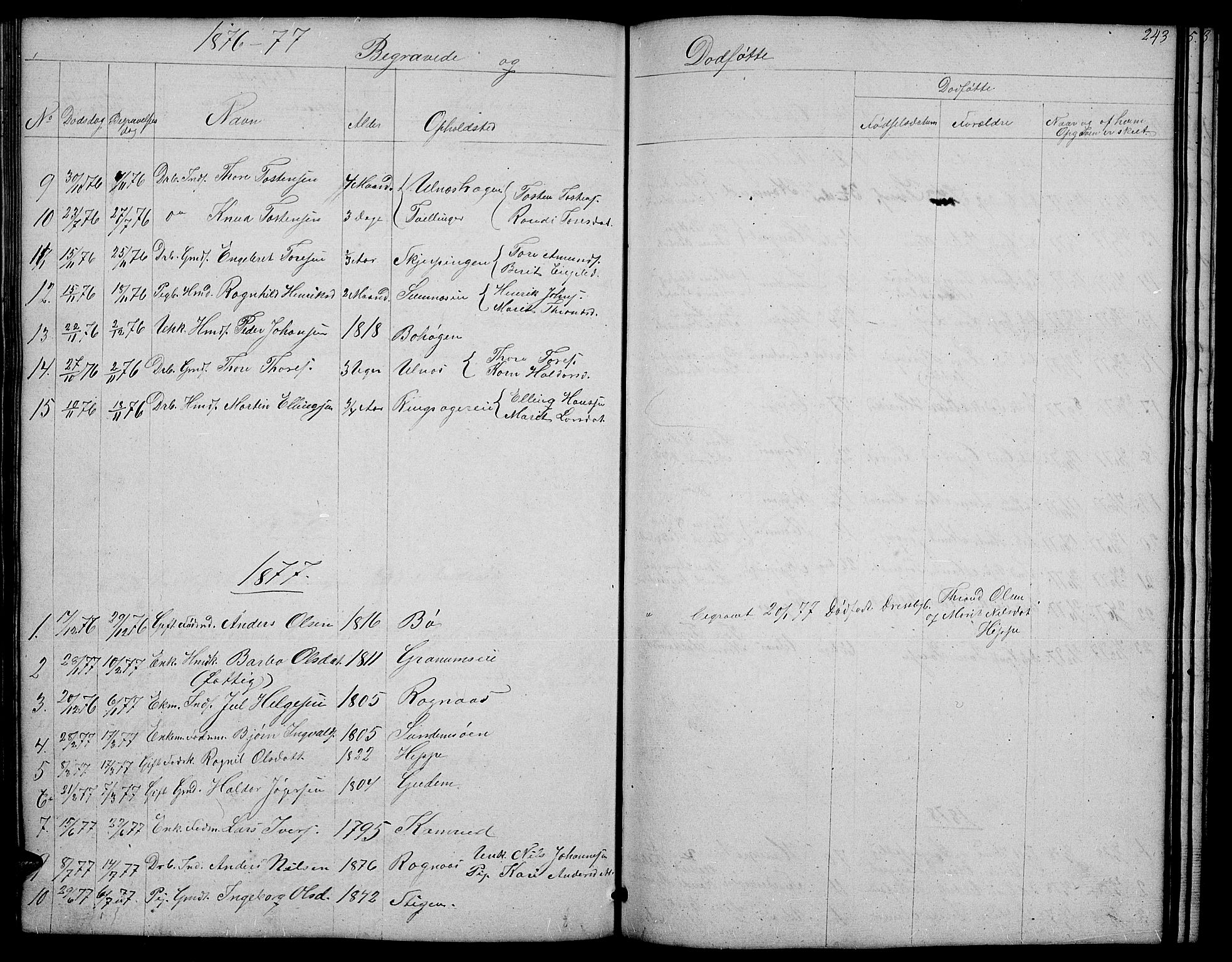 Nord-Aurdal prestekontor, SAH/PREST-132/H/Ha/Hab/L0004: Parish register (copy) no. 4, 1842-1882, p. 243