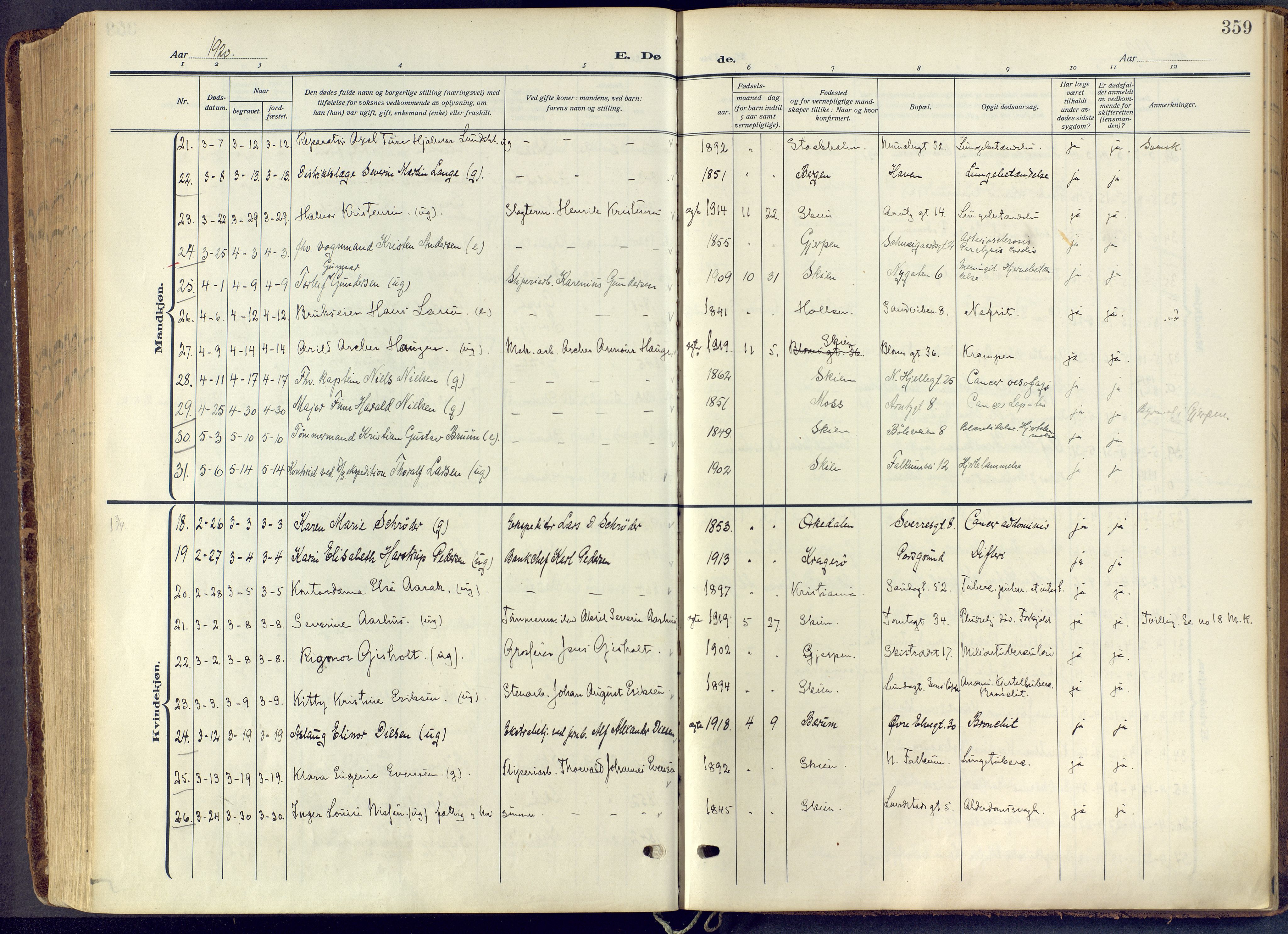 Skien kirkebøker, SAKO/A-302/F/Fa/L0013: Parish register (official) no. 13, 1915-1921, p. 359