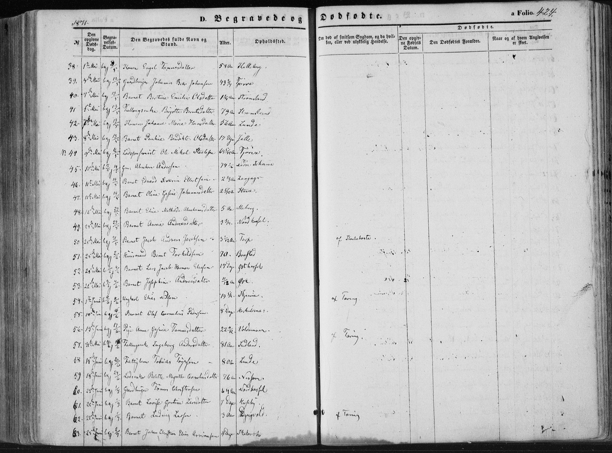 Lista sokneprestkontor, AV/SAK-1111-0027/F/Fa/L0011: Parish register (official) no. A 11, 1861-1878, p. 424