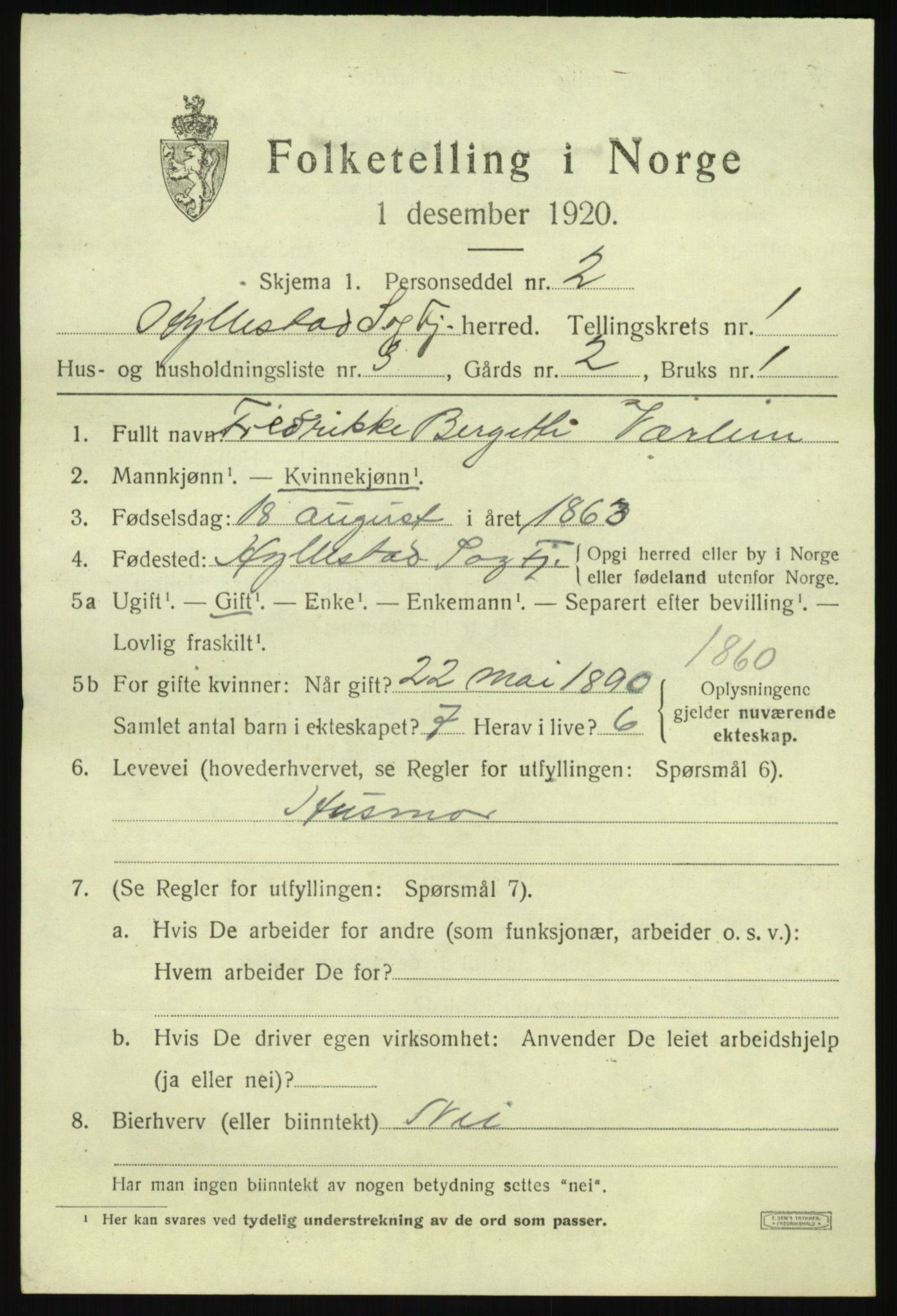 SAB, 1920 census for Hyllestad, 1920, p. 900