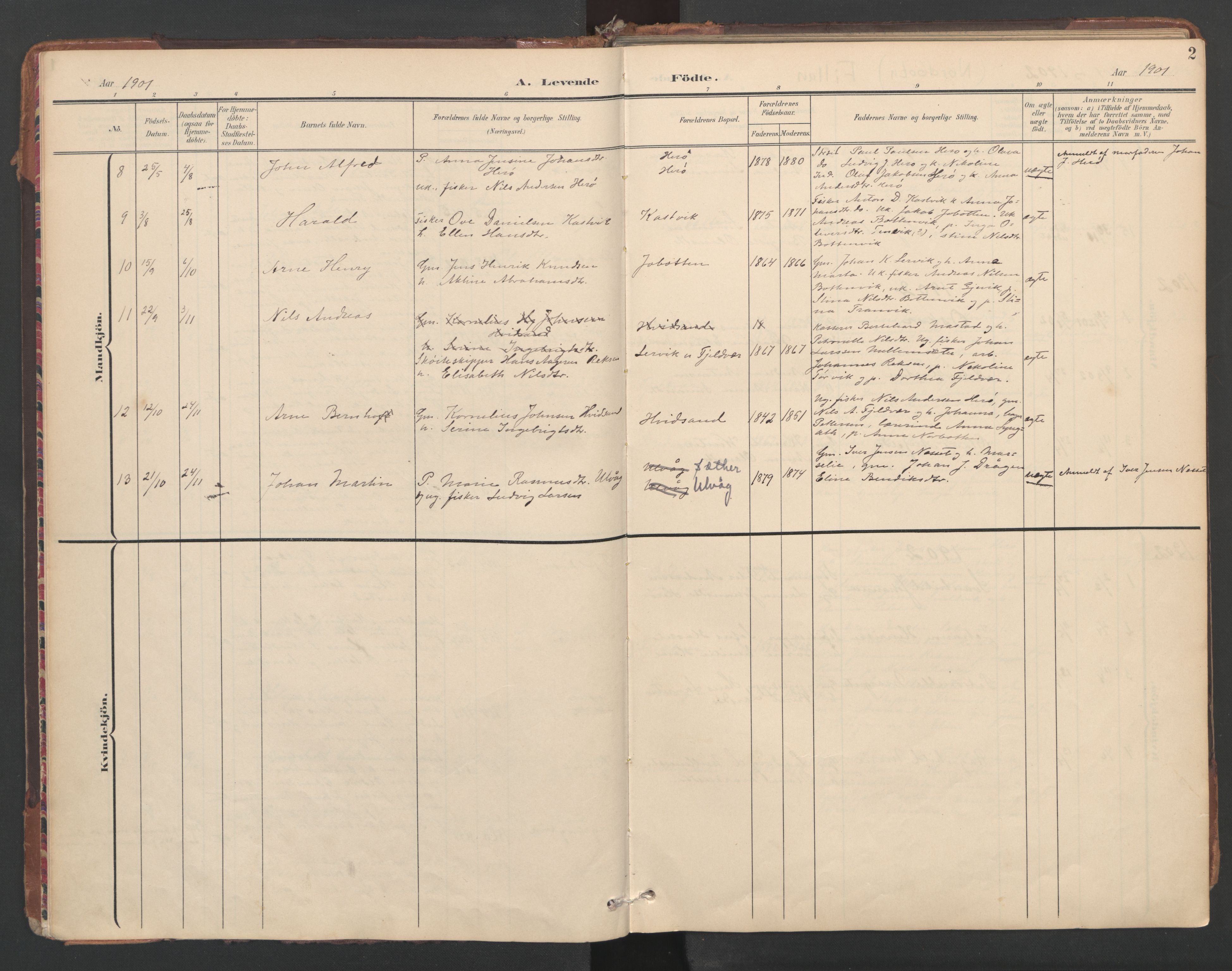 Ministerialprotokoller, klokkerbøker og fødselsregistre - Sør-Trøndelag, SAT/A-1456/638/L0568: Parish register (official) no. 638A01, 1901-1916, p. 2