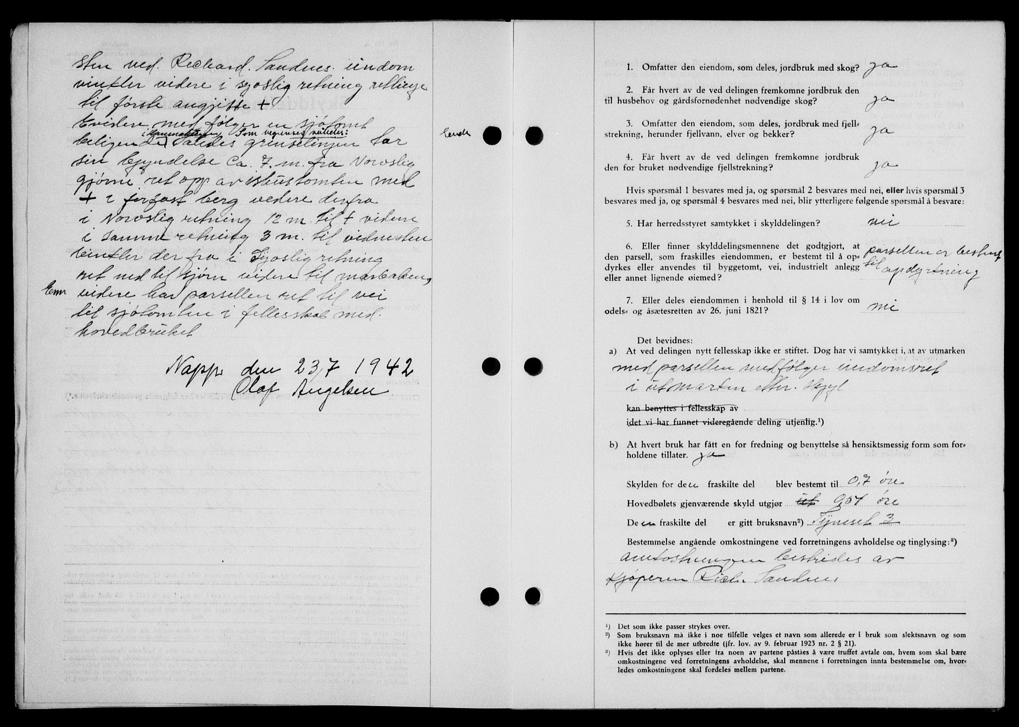 Lofoten sorenskriveri, SAT/A-0017/1/2/2C/L0010a: Mortgage book no. 10a, 1942-1943, Diary no: : 1317/1942