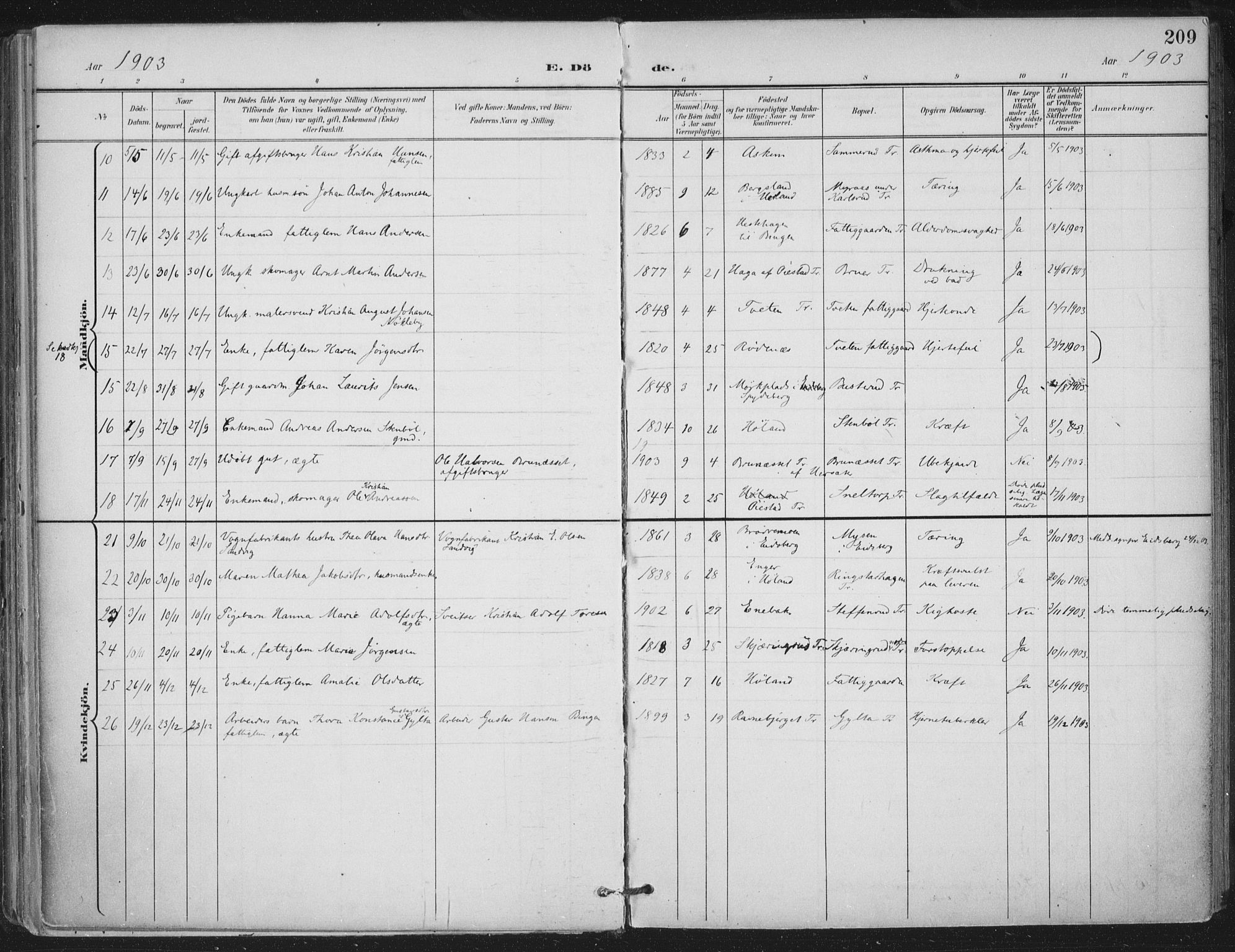 Trøgstad prestekontor Kirkebøker, AV/SAO-A-10925/F/Fa/L0011: Parish register (official) no. I 11, 1899-1919, p. 209