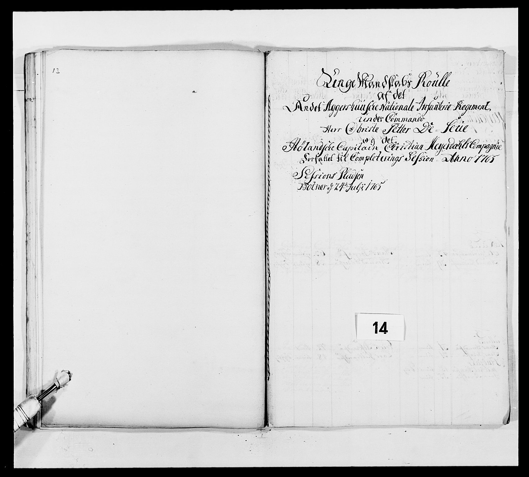 Kommanderende general (KG I) med Det norske krigsdirektorium, RA/EA-5419/E/Ea/L0492: 2. Akershusiske regiment, 1765, p. 297