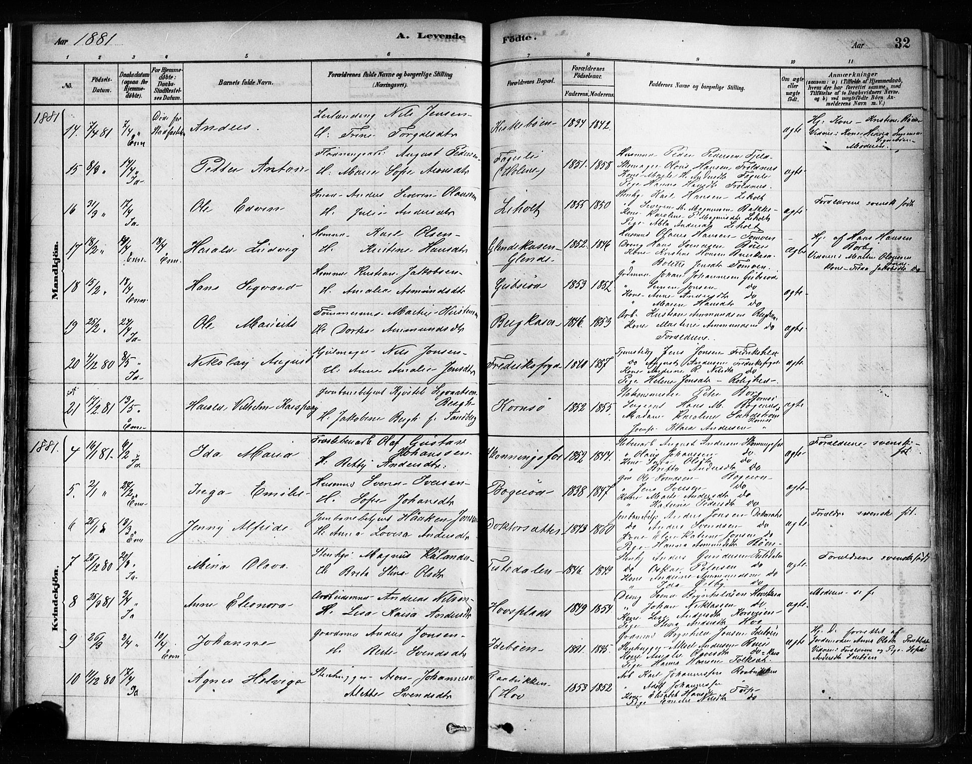 Idd prestekontor Kirkebøker, AV/SAO-A-10911/F/Fc/L0006a: Parish register (official) no. III 6A, 1878-1903, p. 32