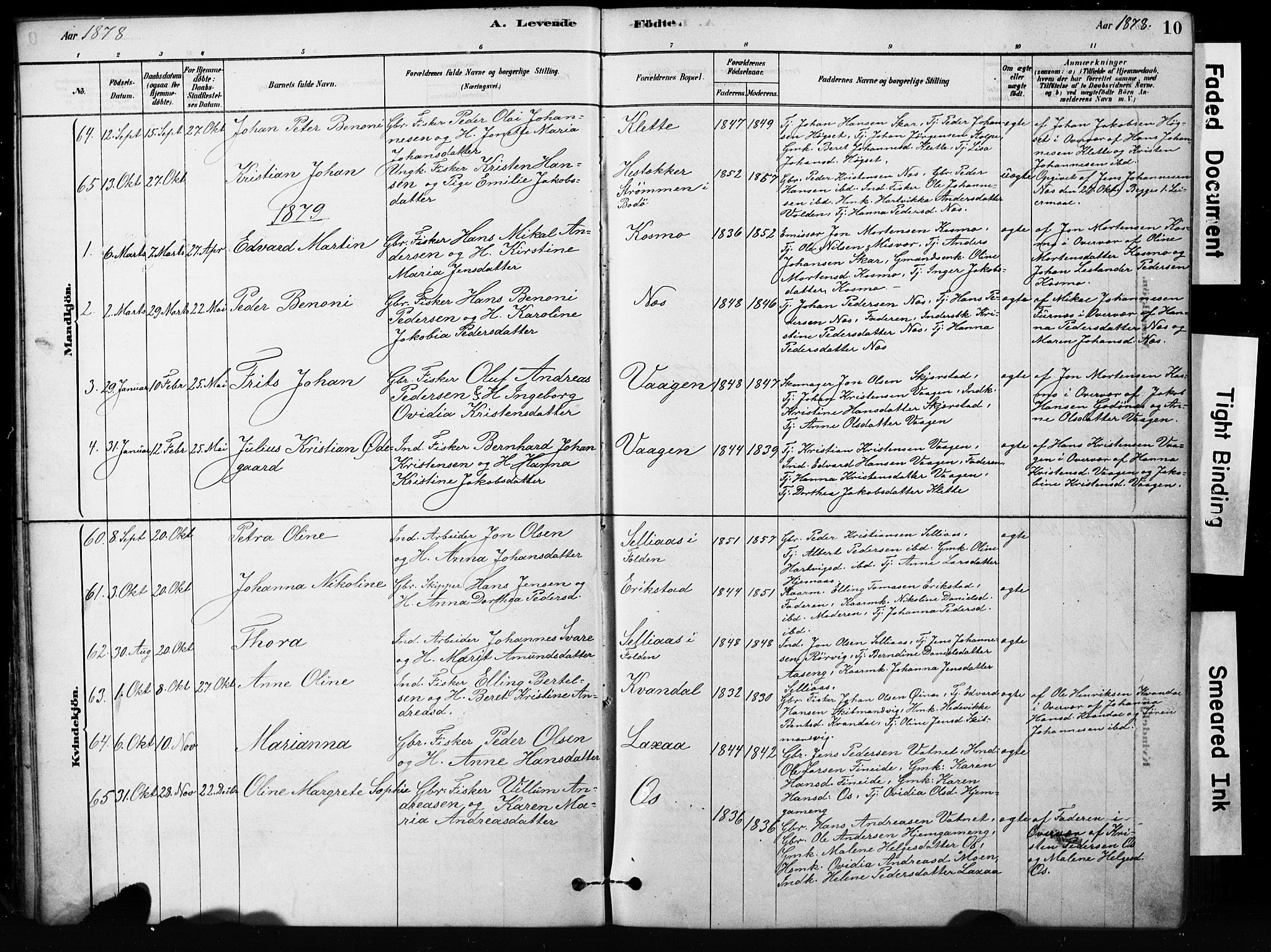 Ministerialprotokoller, klokkerbøker og fødselsregistre - Nordland, AV/SAT-A-1459/852/L0754: Parish register (copy) no. 852C05, 1878-1894, p. 10