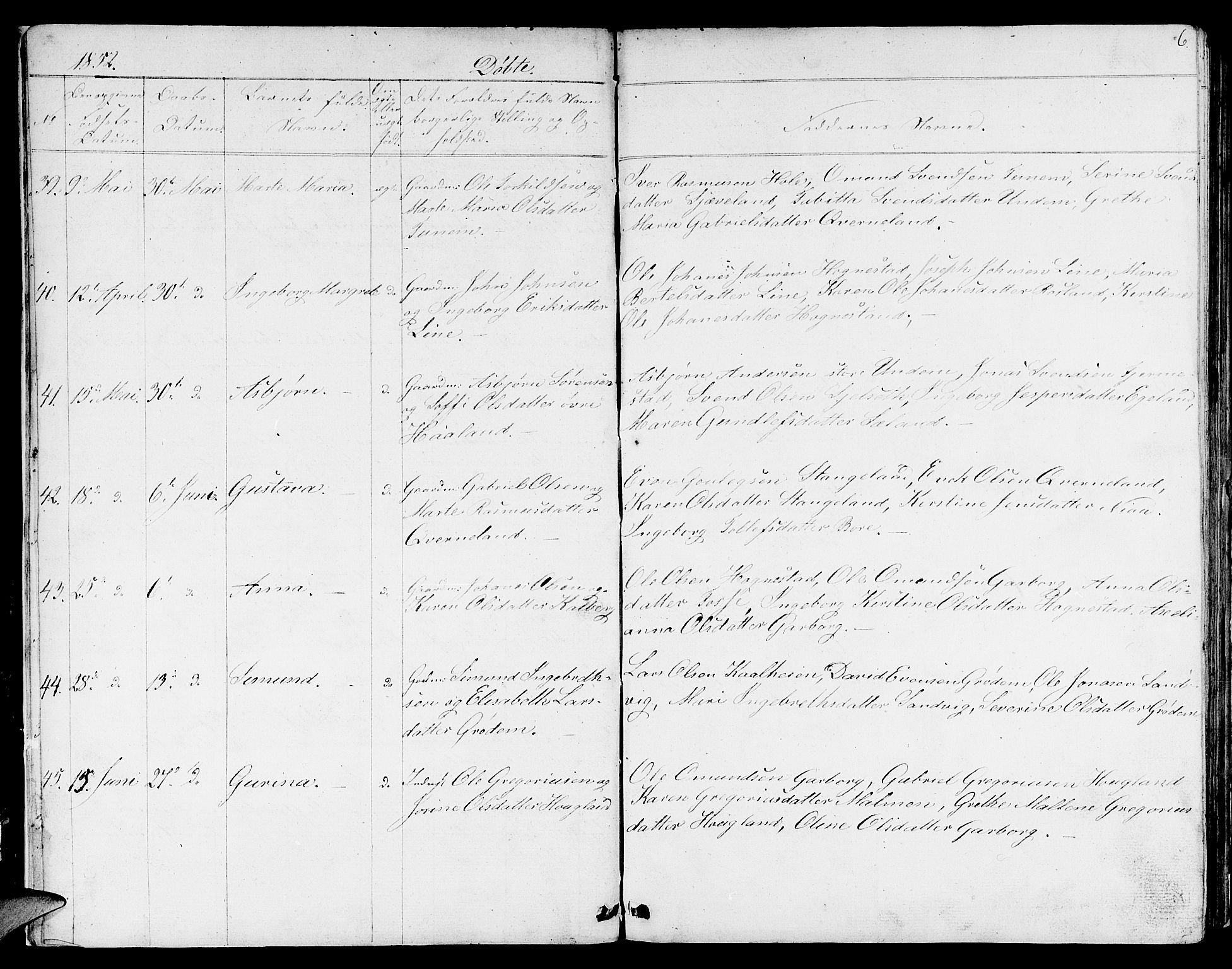 Lye sokneprestkontor, AV/SAST-A-101794/001/30BB/L0002: Parish register (copy) no. B 2, 1852-1867, p. 6