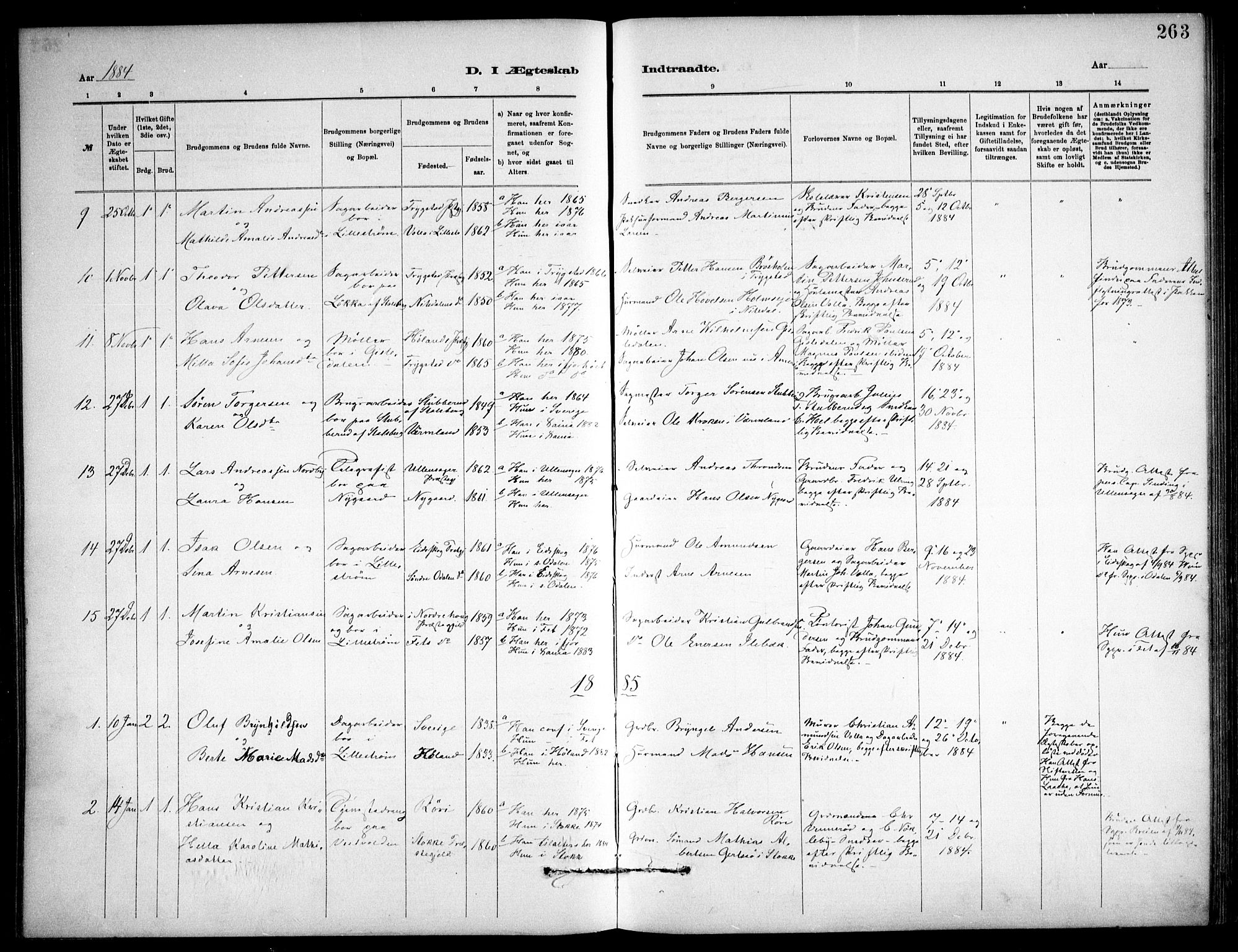 Skedsmo prestekontor Kirkebøker, SAO/A-10033a/F/Fa/L0013: Parish register (official) no. I 13, 1883-1891, p. 263