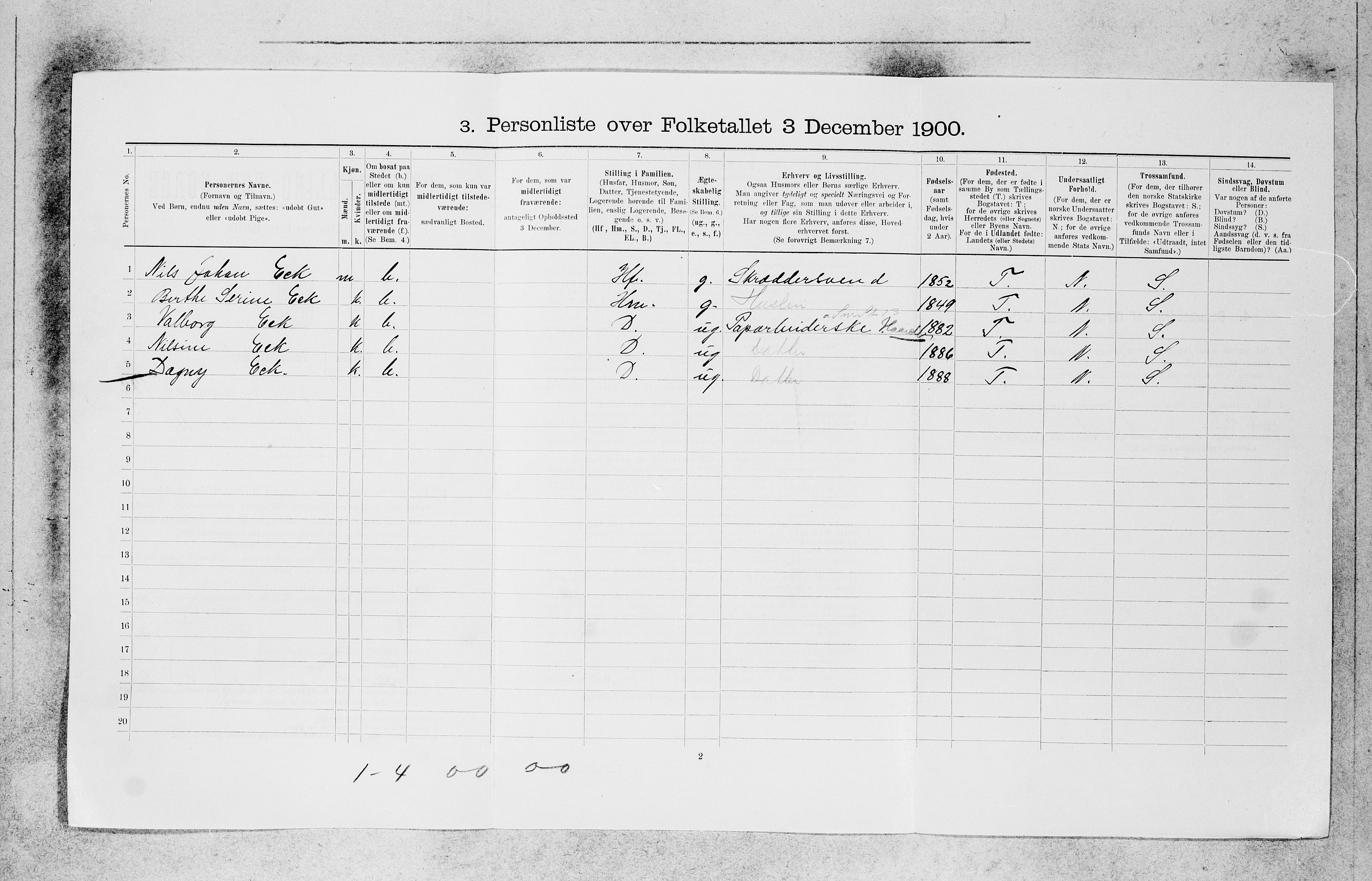 SAB, 1900 census for Bergen, 1900, p. 25581