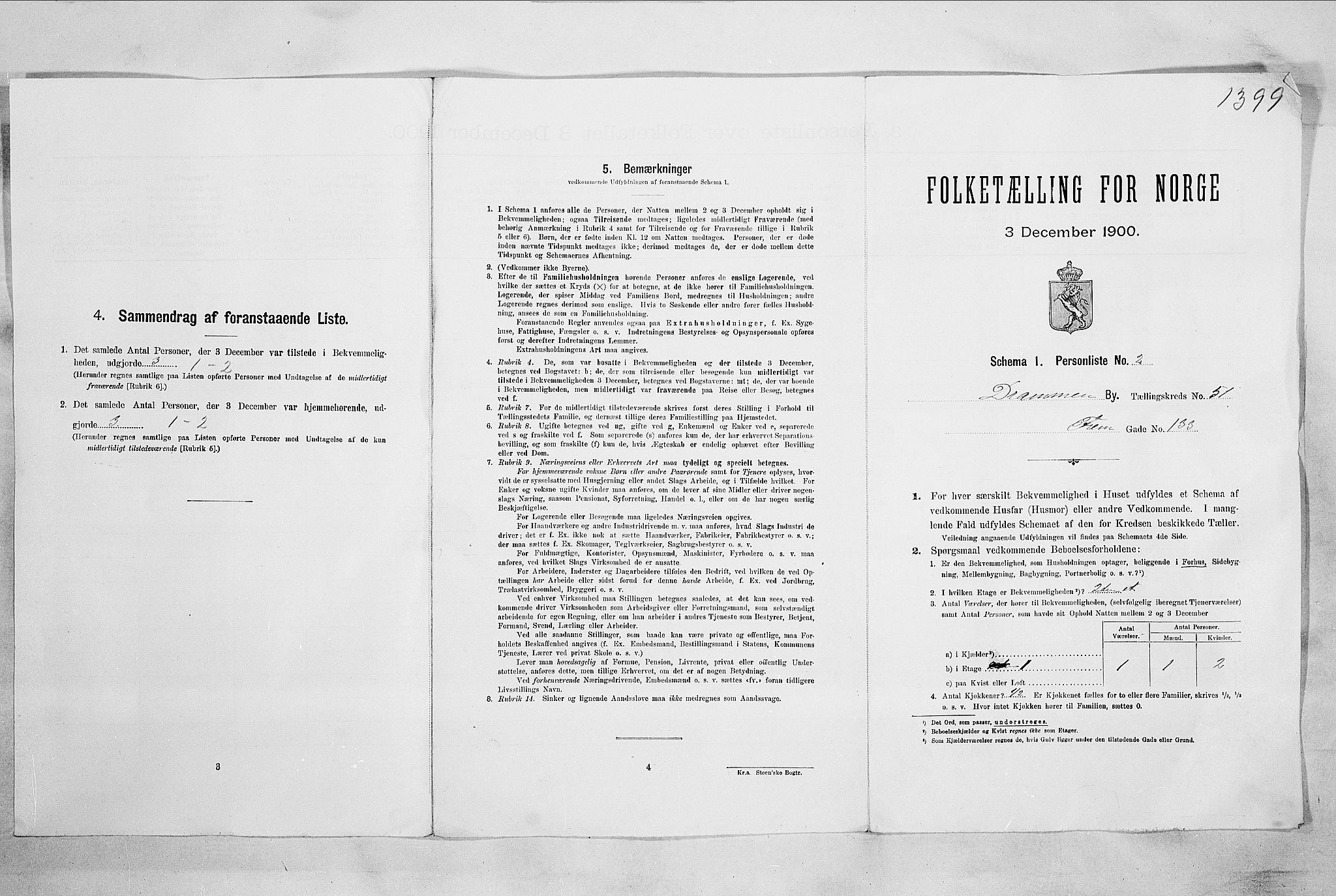 RA, 1900 census for Drammen, 1900, p. 8706